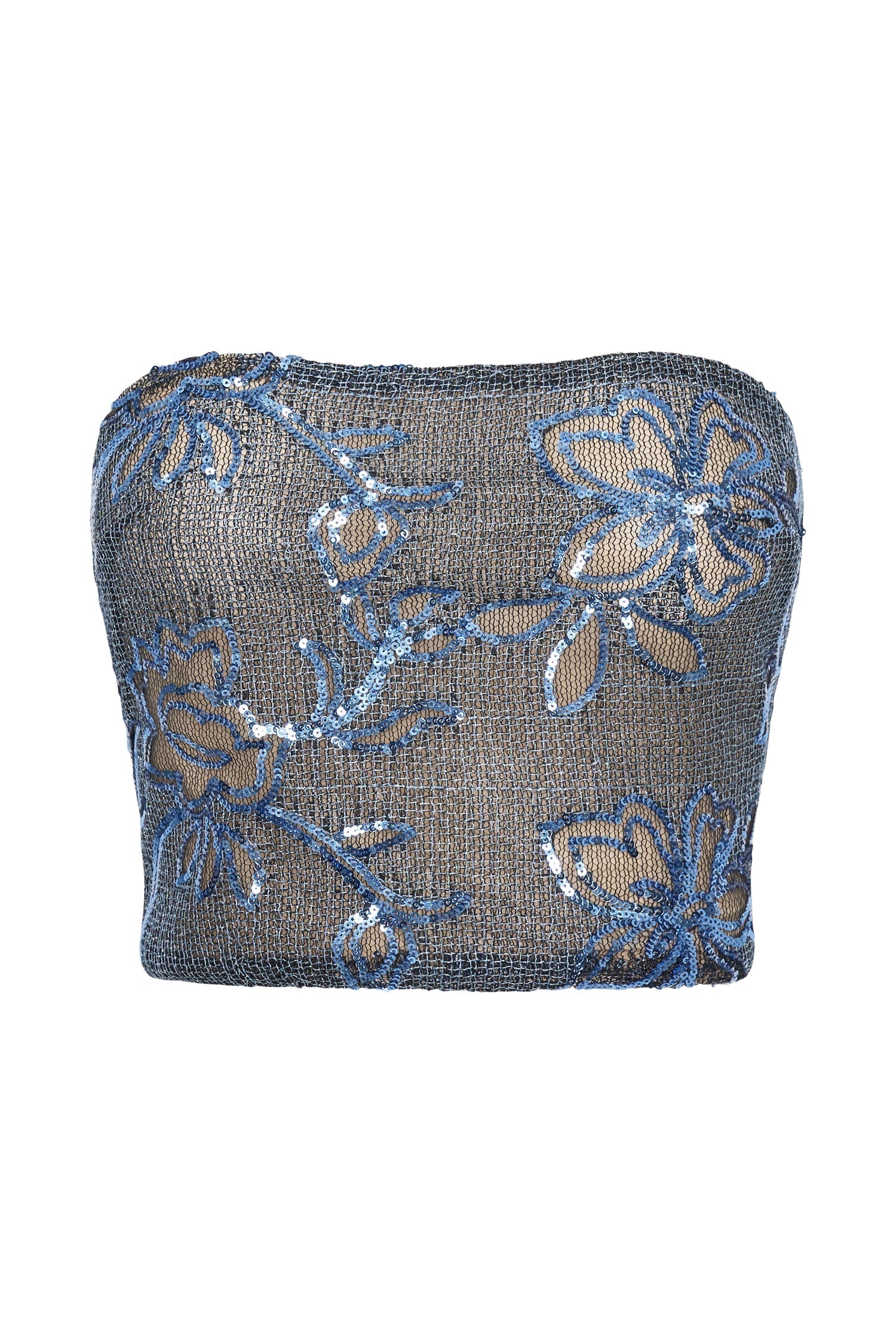 Jessica Sequin Strapless Top - Blue