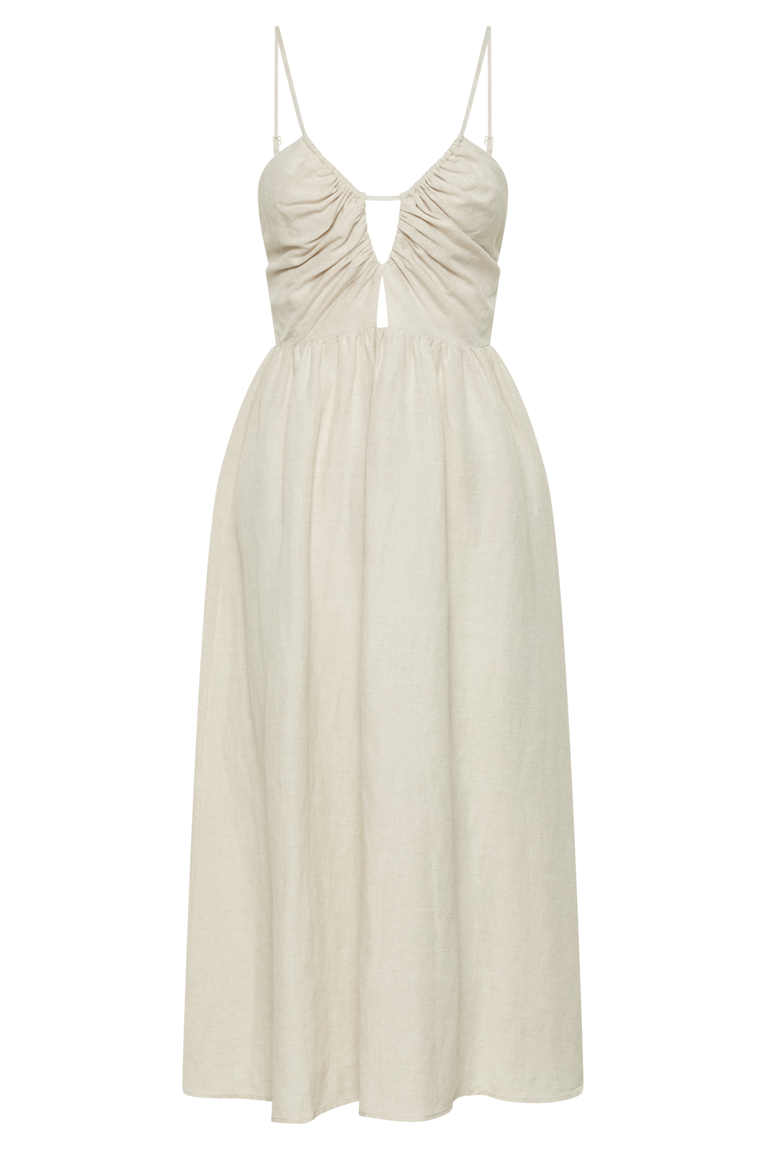 Magdelena Cut Out Linen Midi Dress - Natural