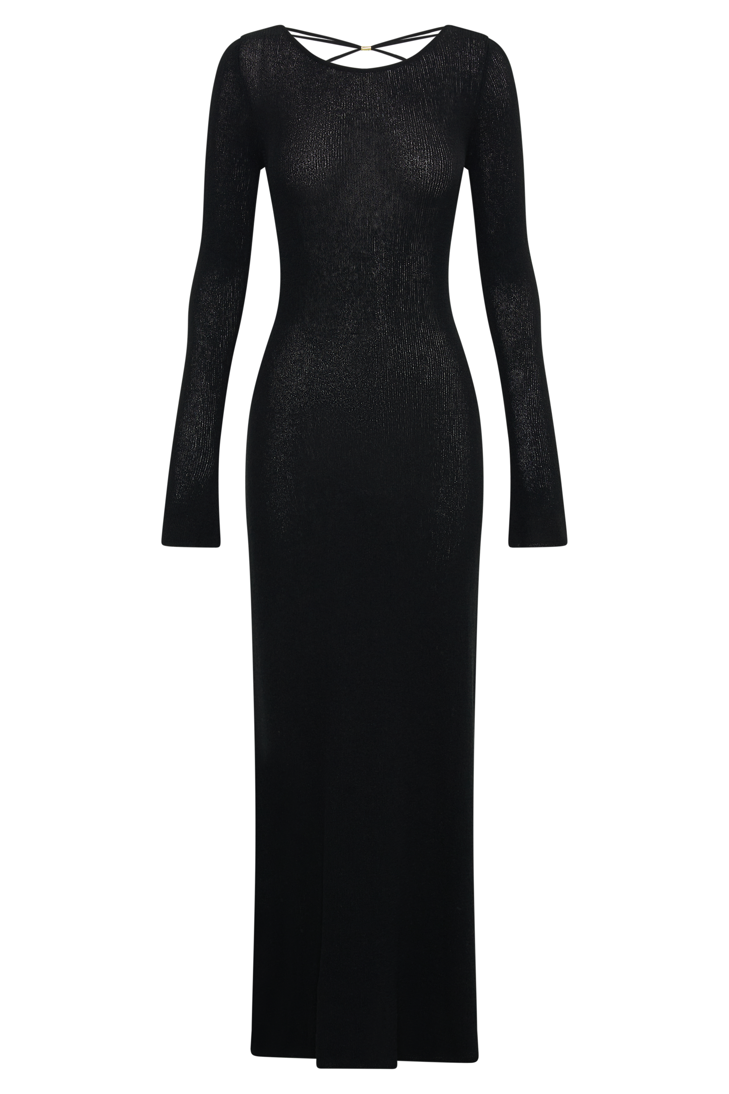 Talia Maxi Open Back Knit Dress - Black
