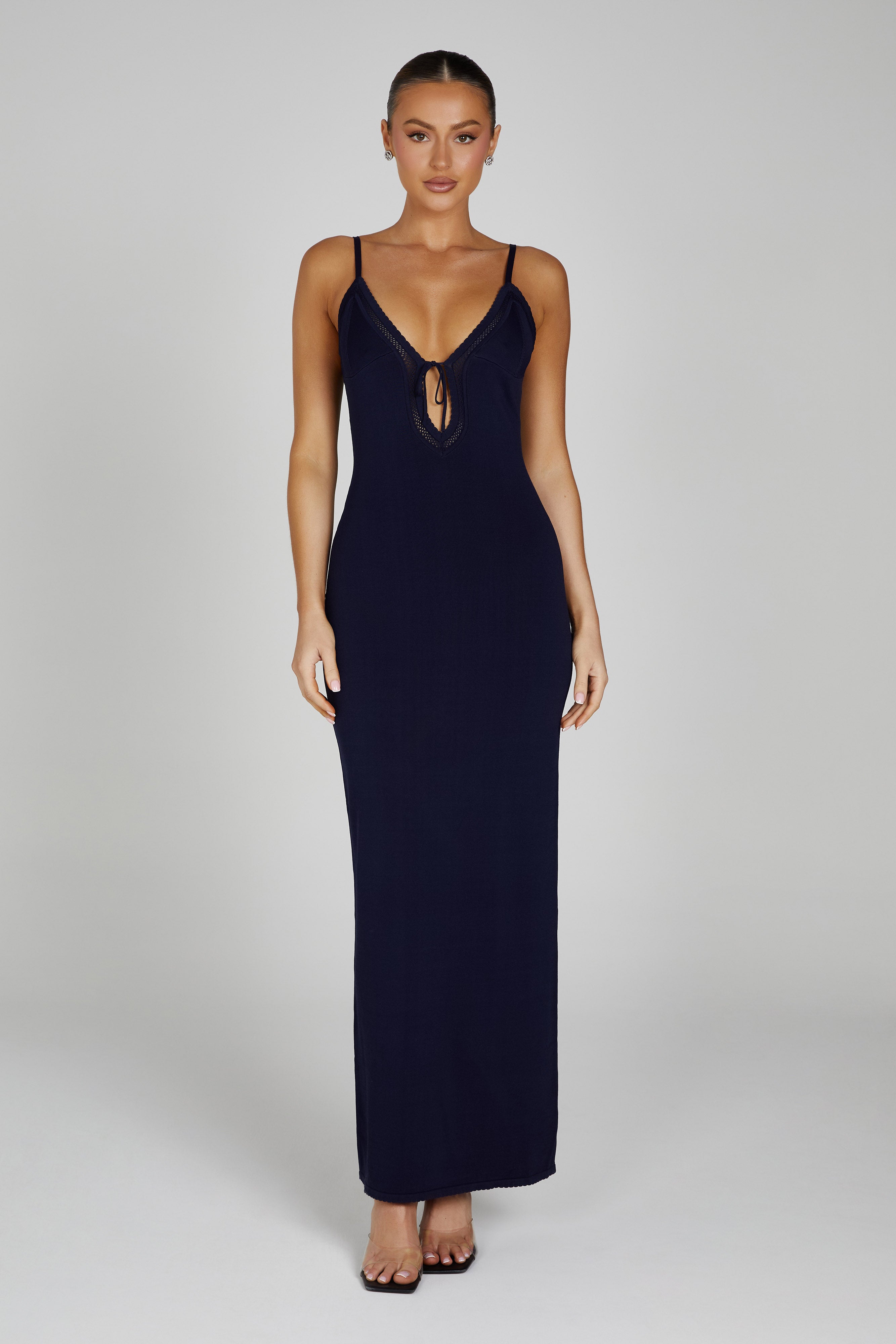Maia Pointelle Knit Maxi Dress - Navy
