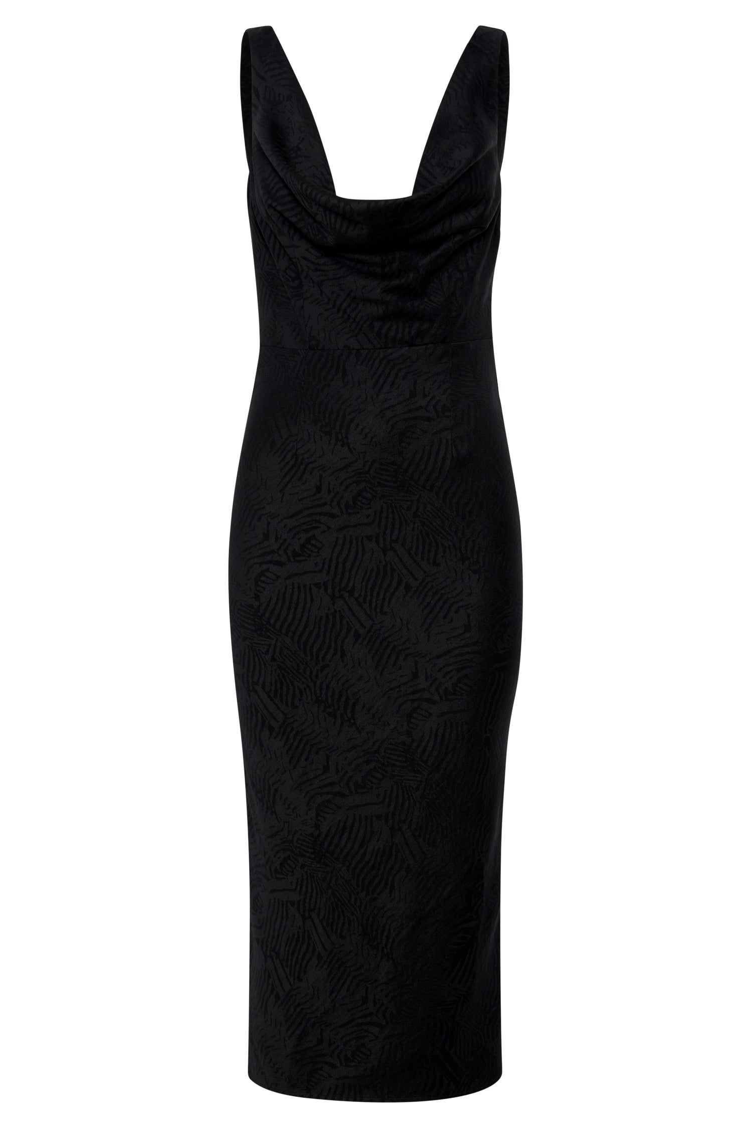 Fallon Cowl Midi Dress - Black