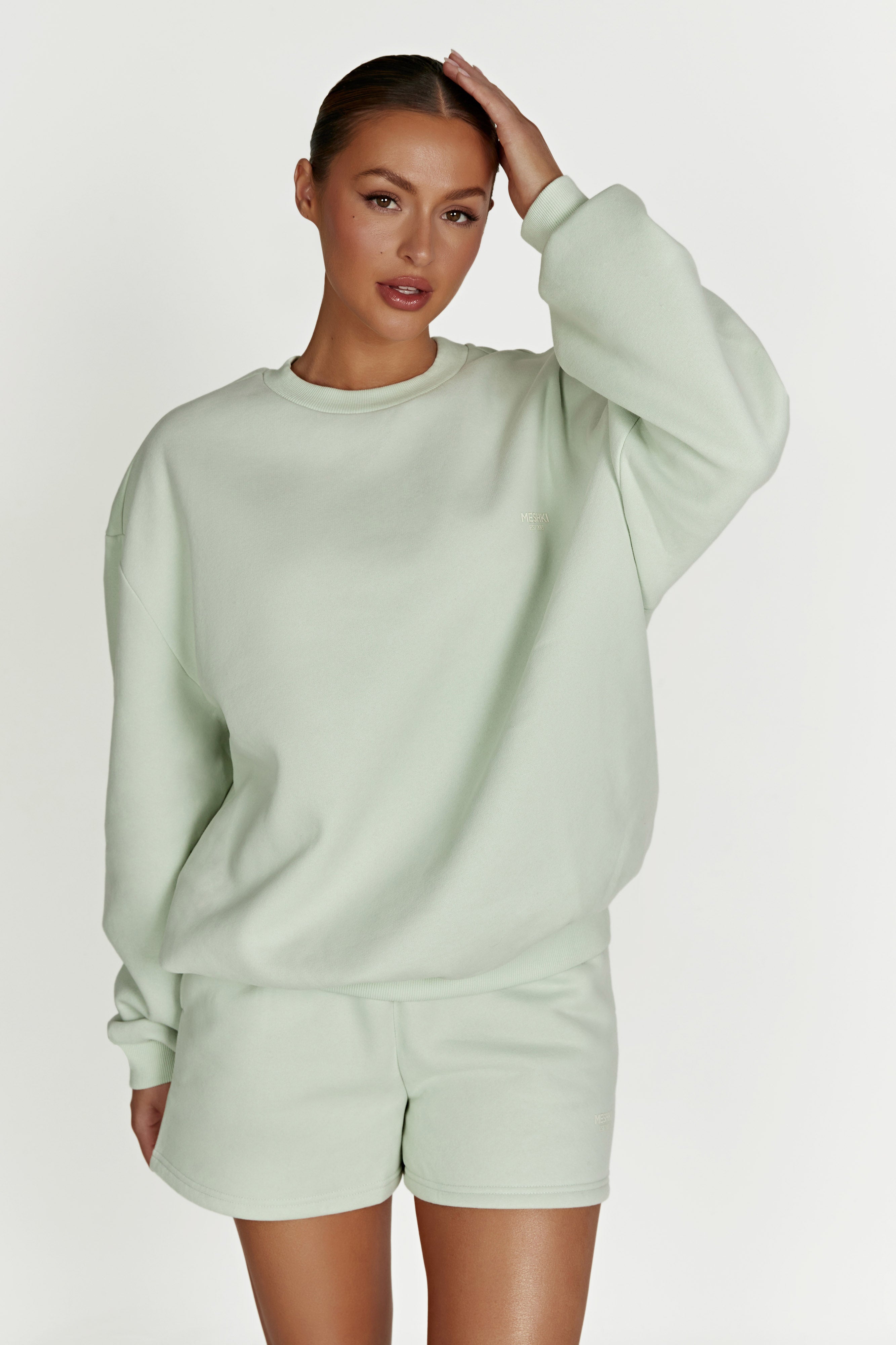 Phoenix Oversized Unisex Crewneck Jumper - Light Sage