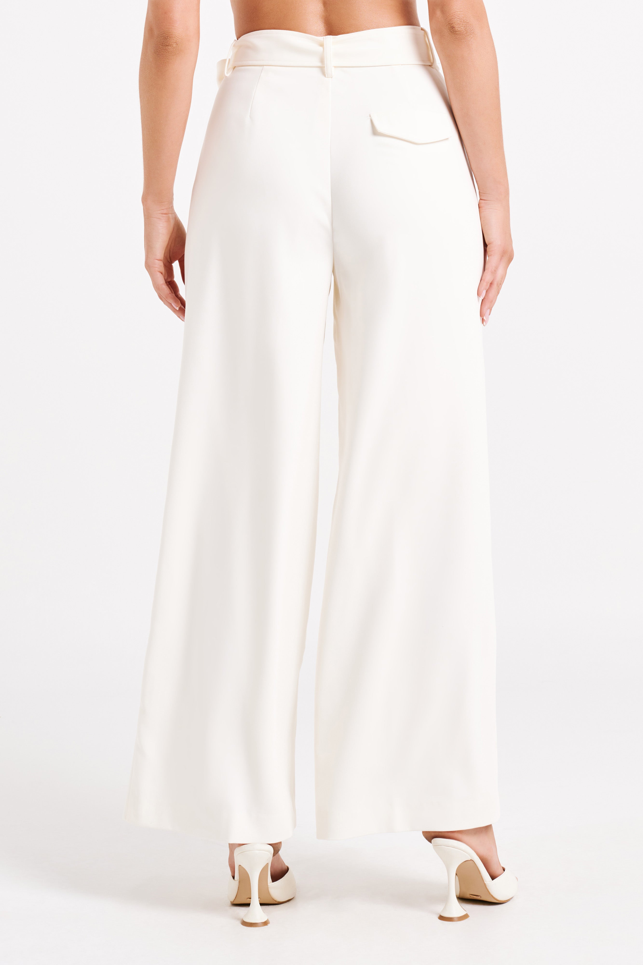 Tenley Wide Leg Suiting Pants - Ivory
