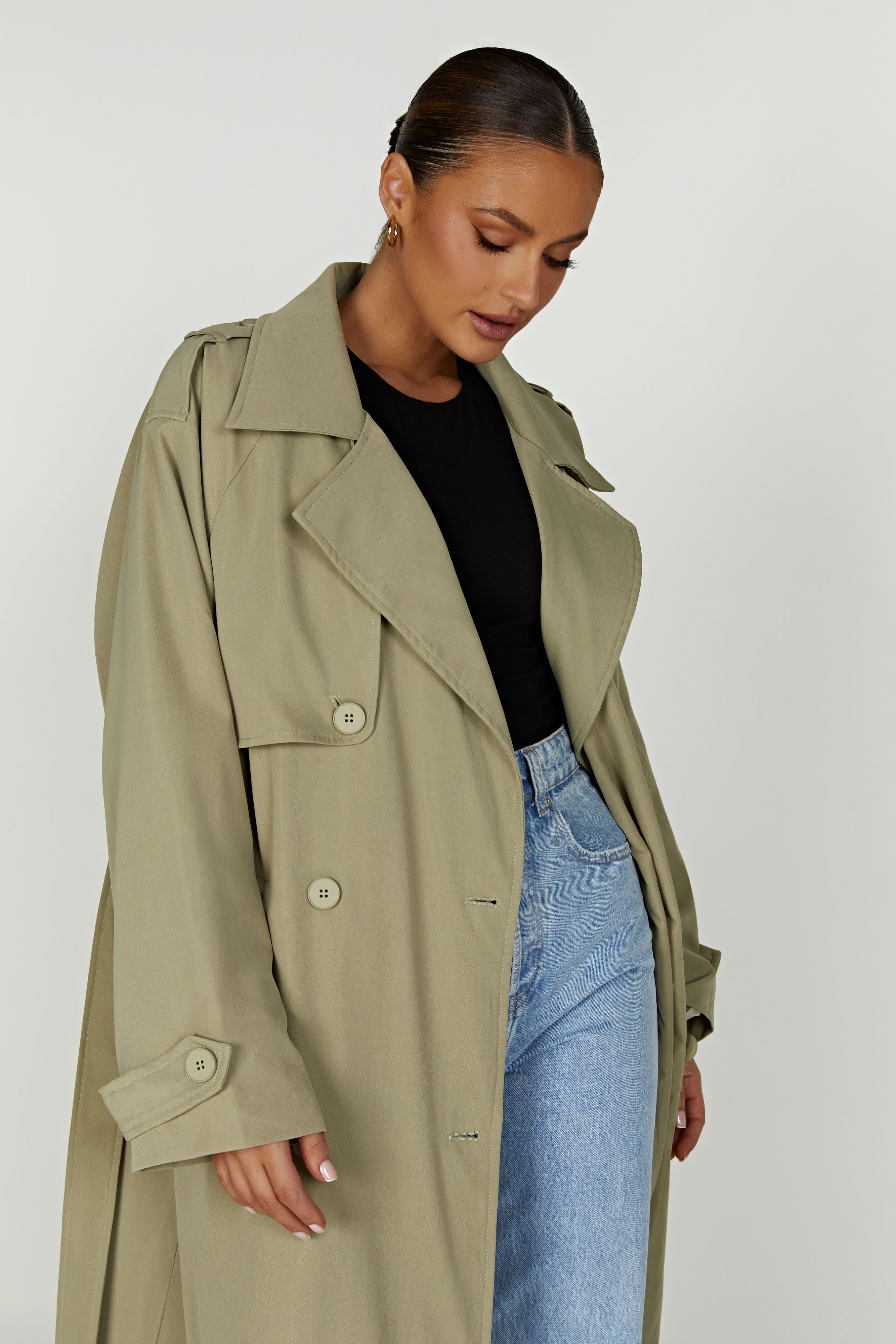 Andreas Oversized Trench Coat - Olive