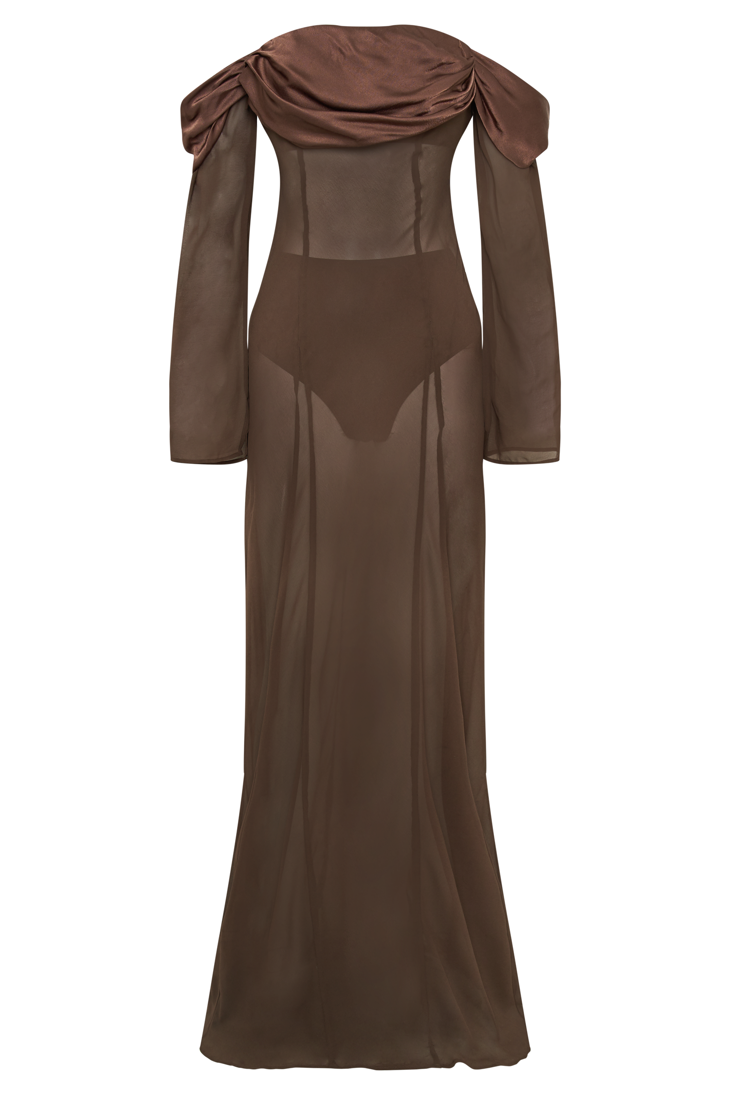 Ivanna Off Shoulder Chiffon Maxi Dress - Mocha