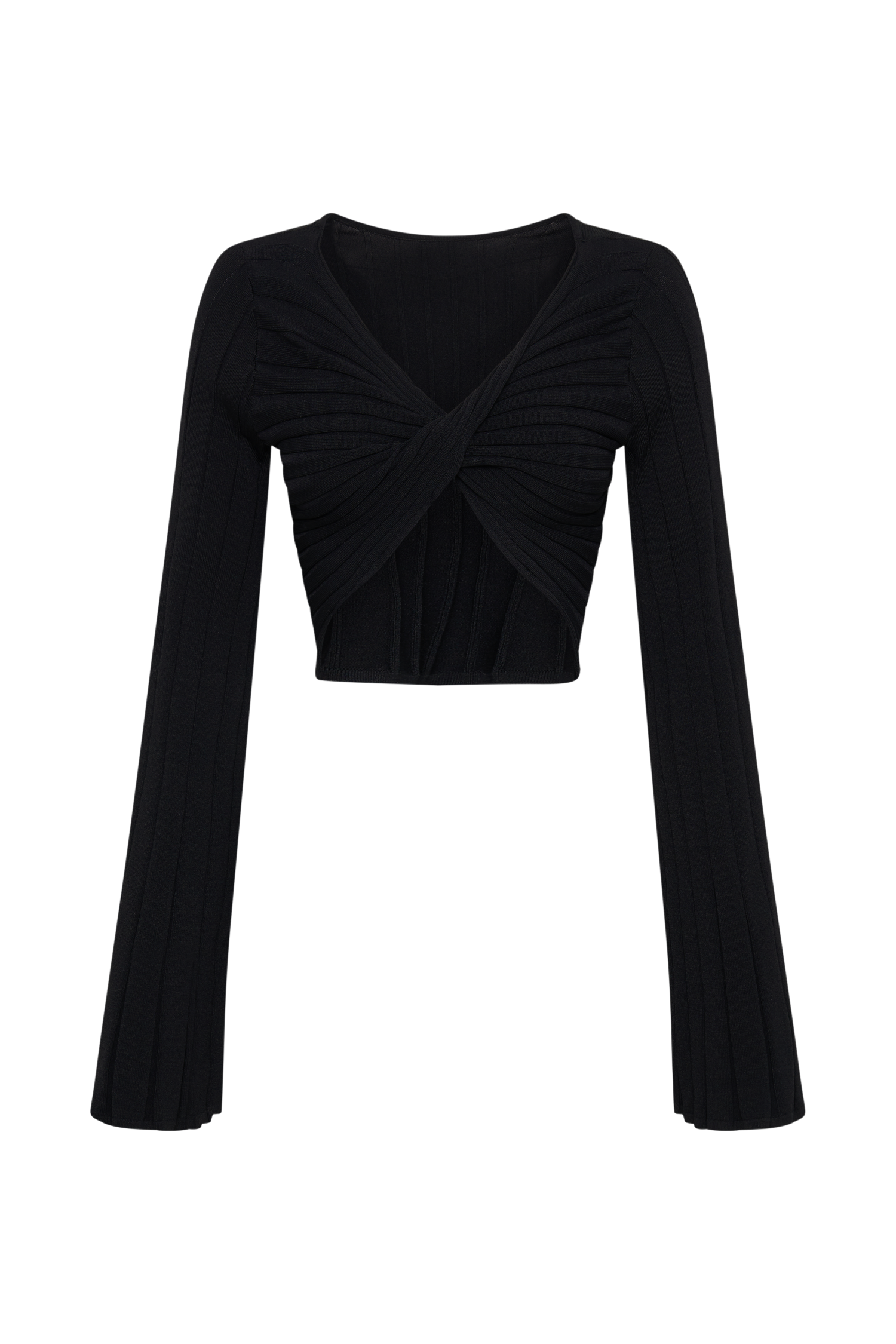 Celine Twist Back Extreme Rib Top - Black
