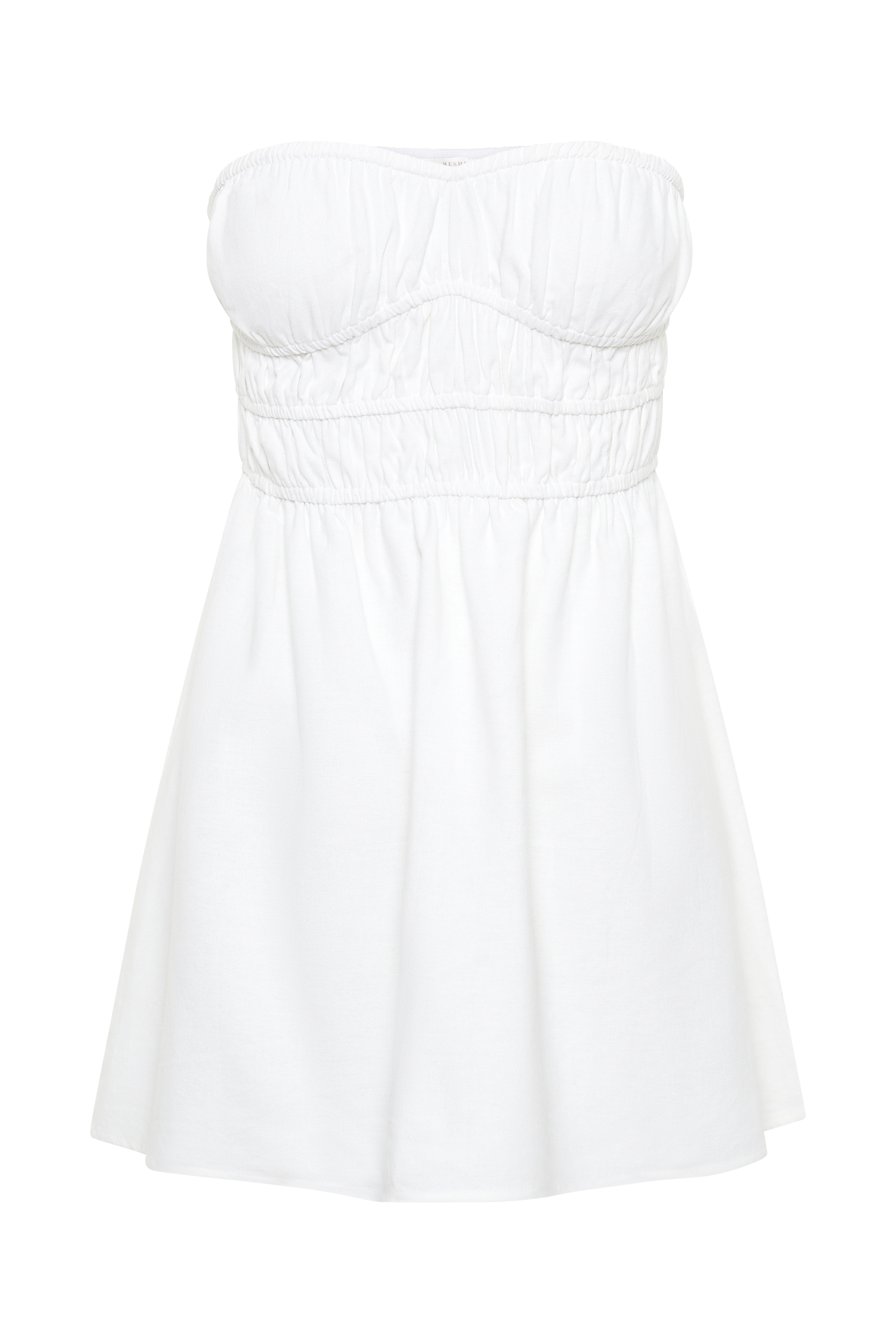 Eloise Strapless Linen Mini Dress - White