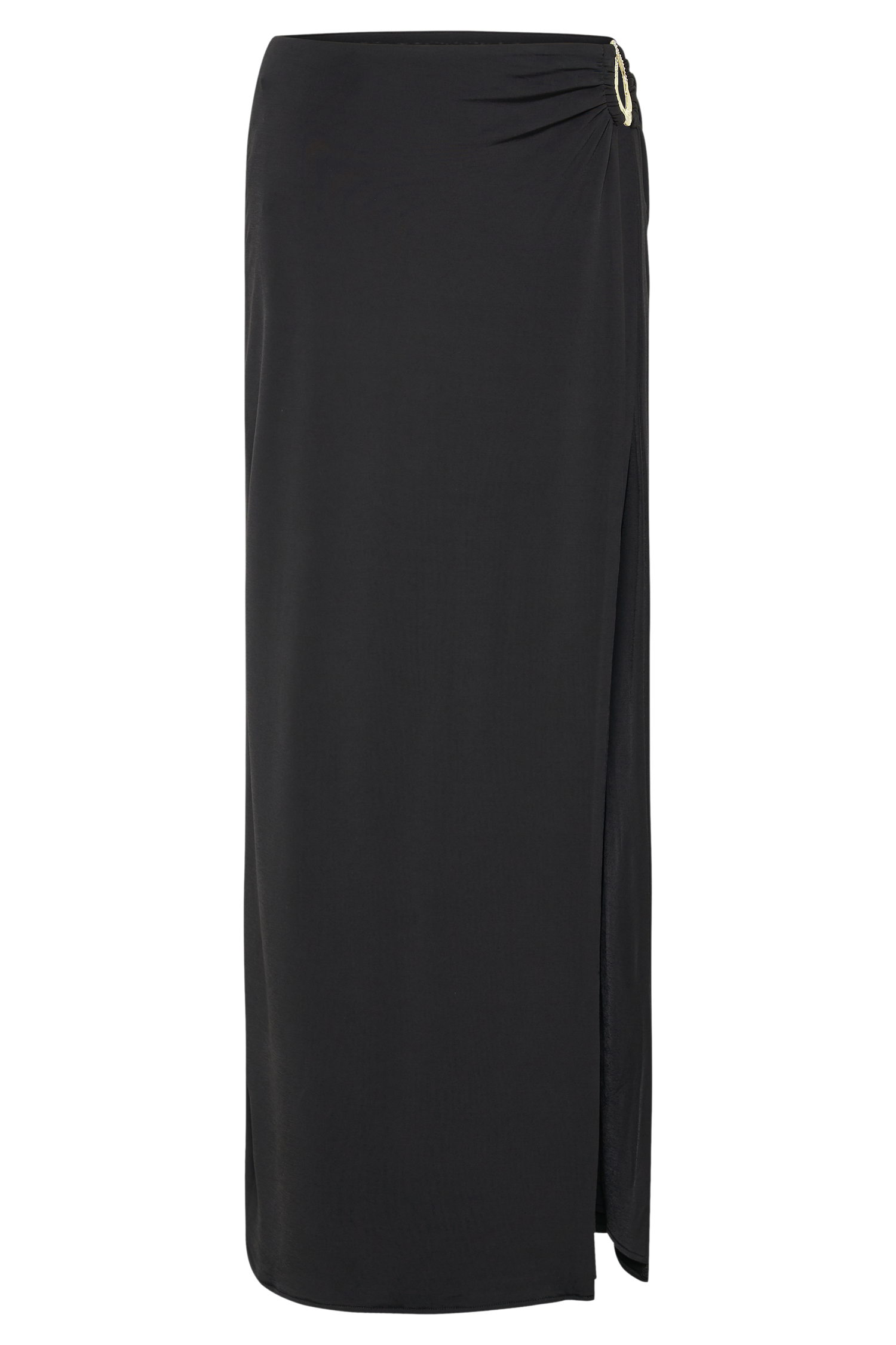 Suri Slinky Maxi Skirt With Hardware - Black
