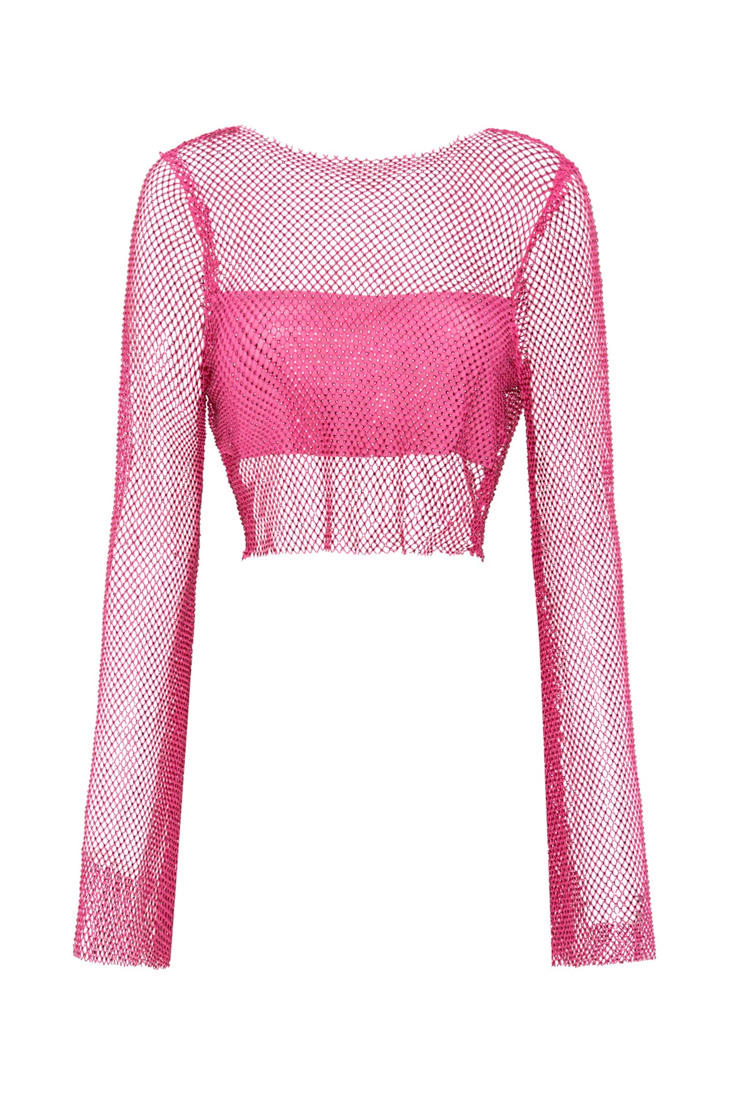 Hilton Diamante Mesh Cowl Top - Rose Pink