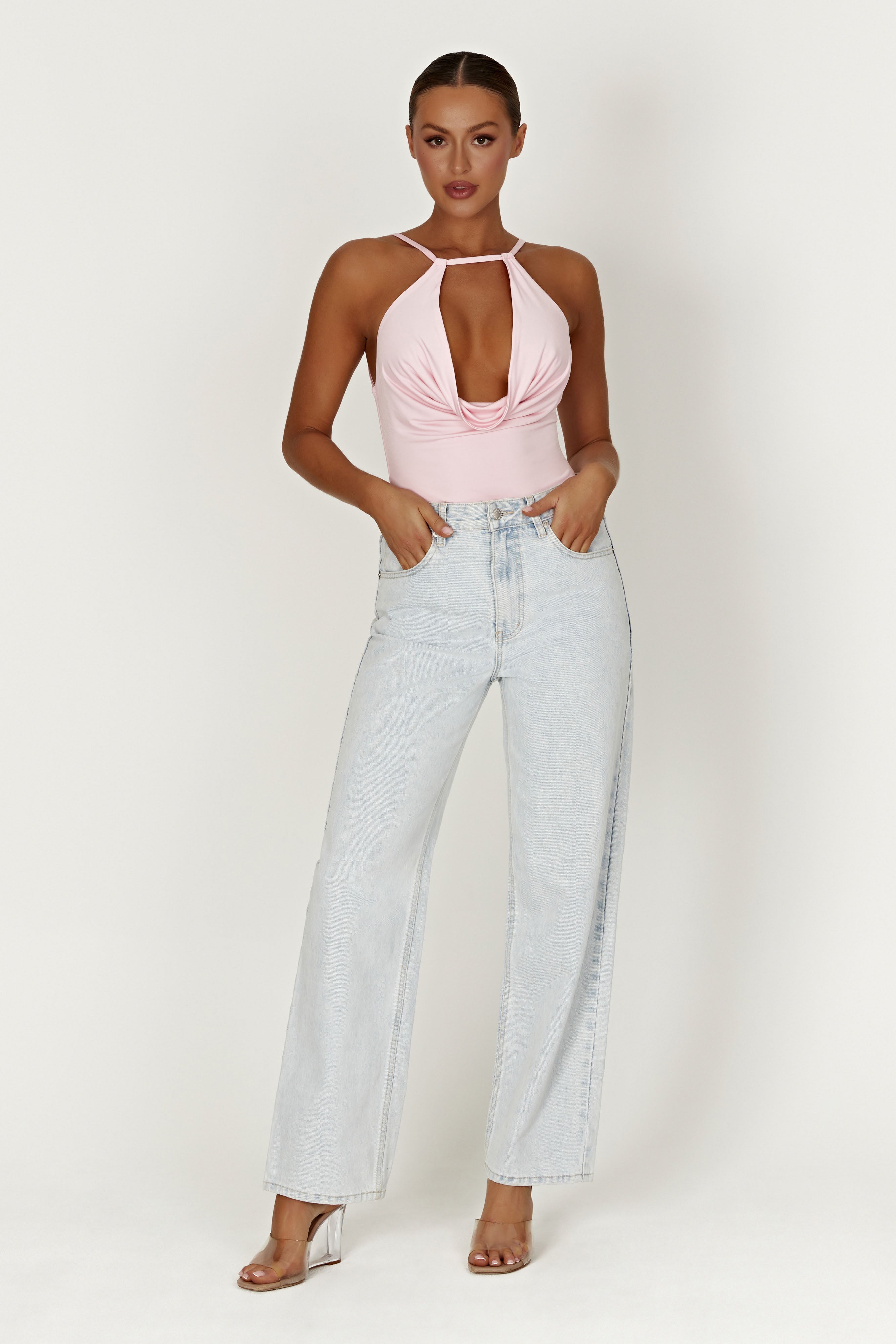 Deanna Slinky Longline Top - Candy Pink