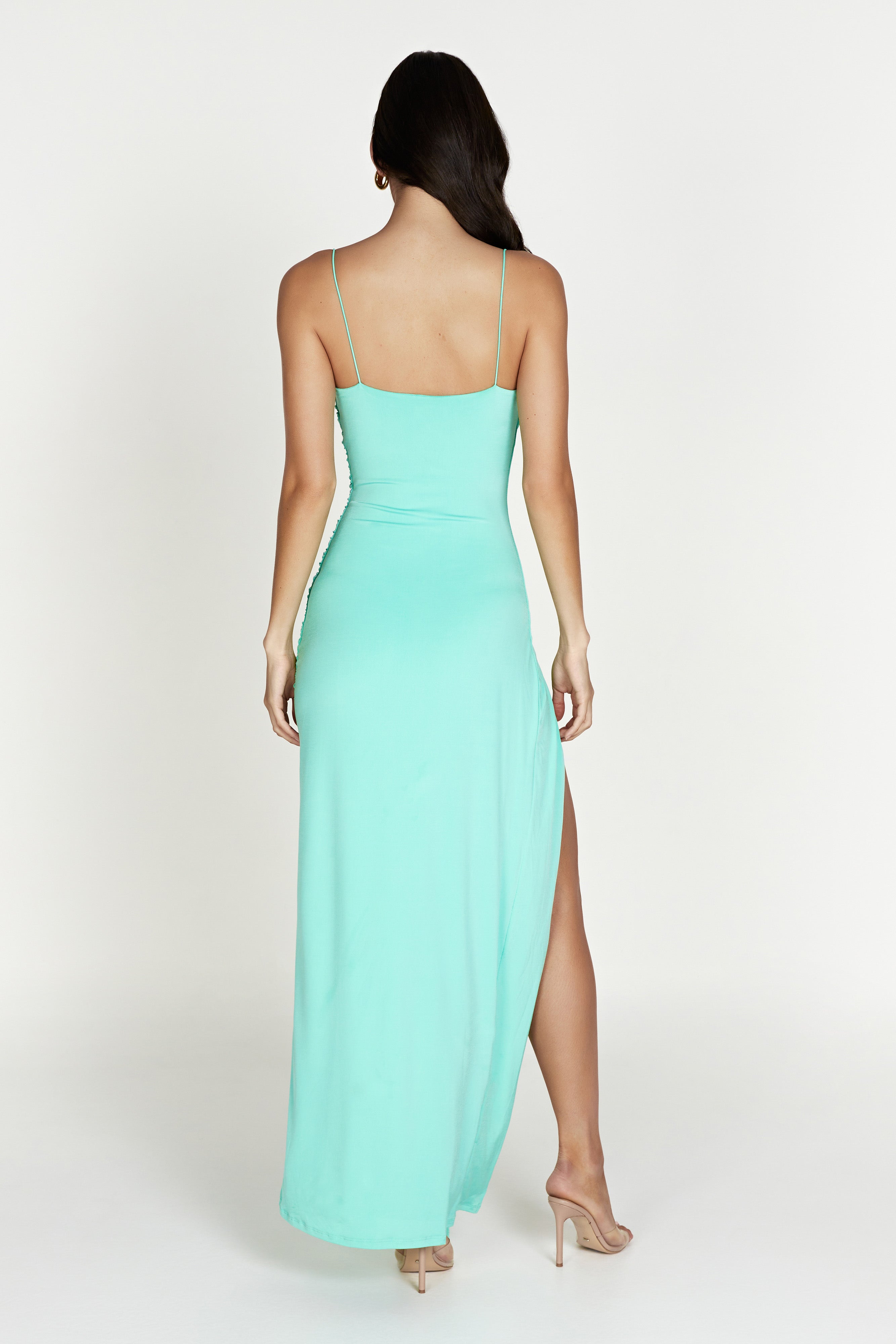 Candice Ruched Maxi Dress - Mint