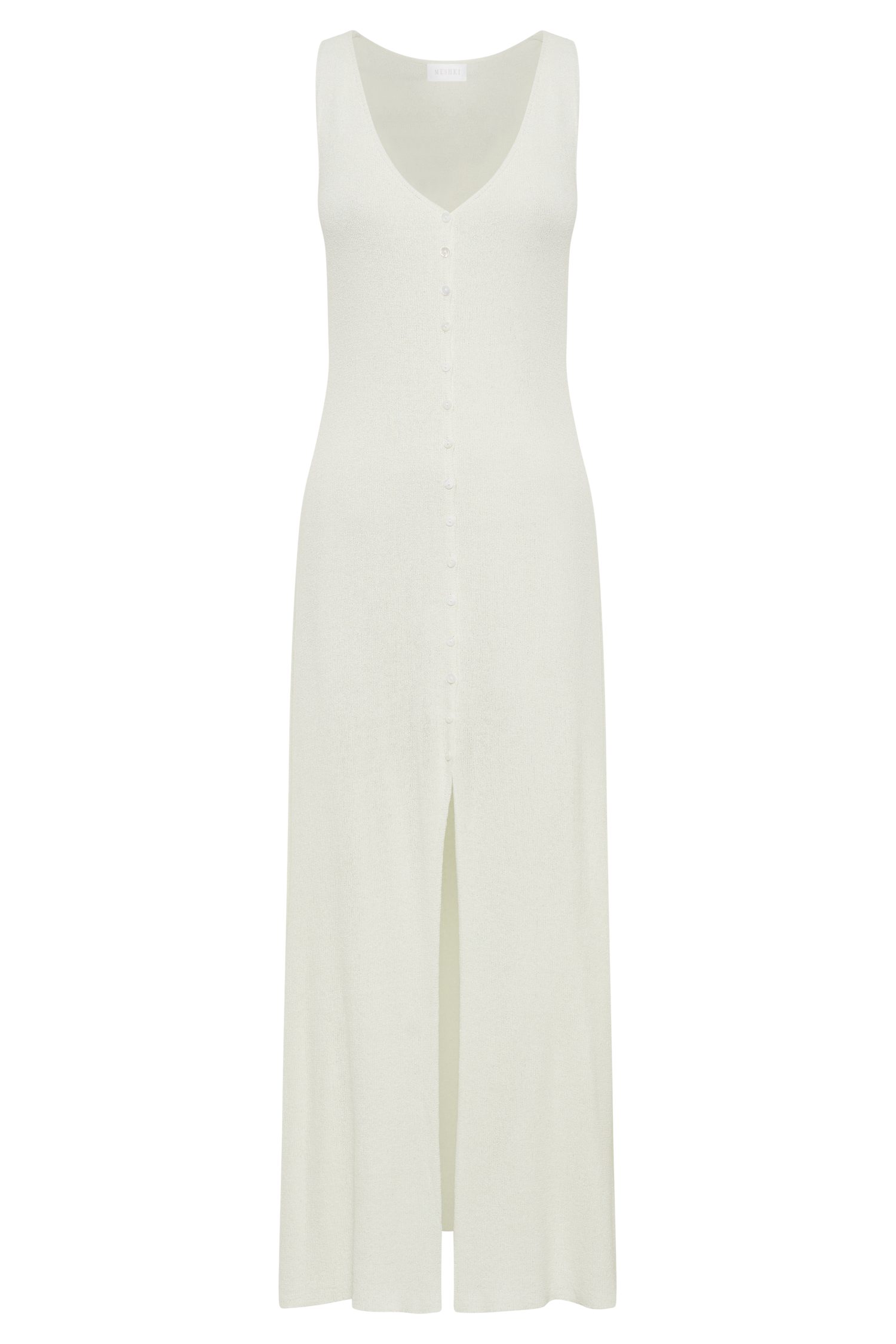 Antonia Buttoned Knit Maxi Dress - White