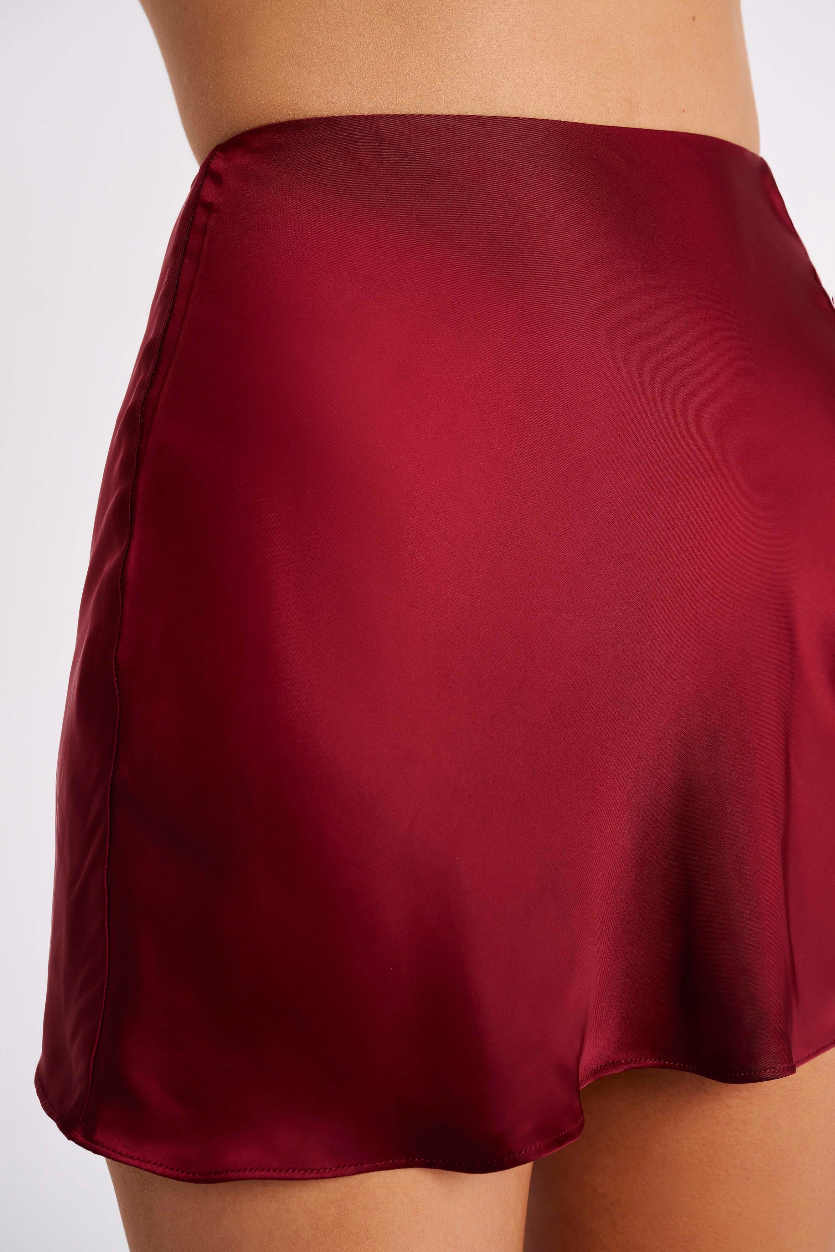 Hartley Satin Mini Skirt - Berry