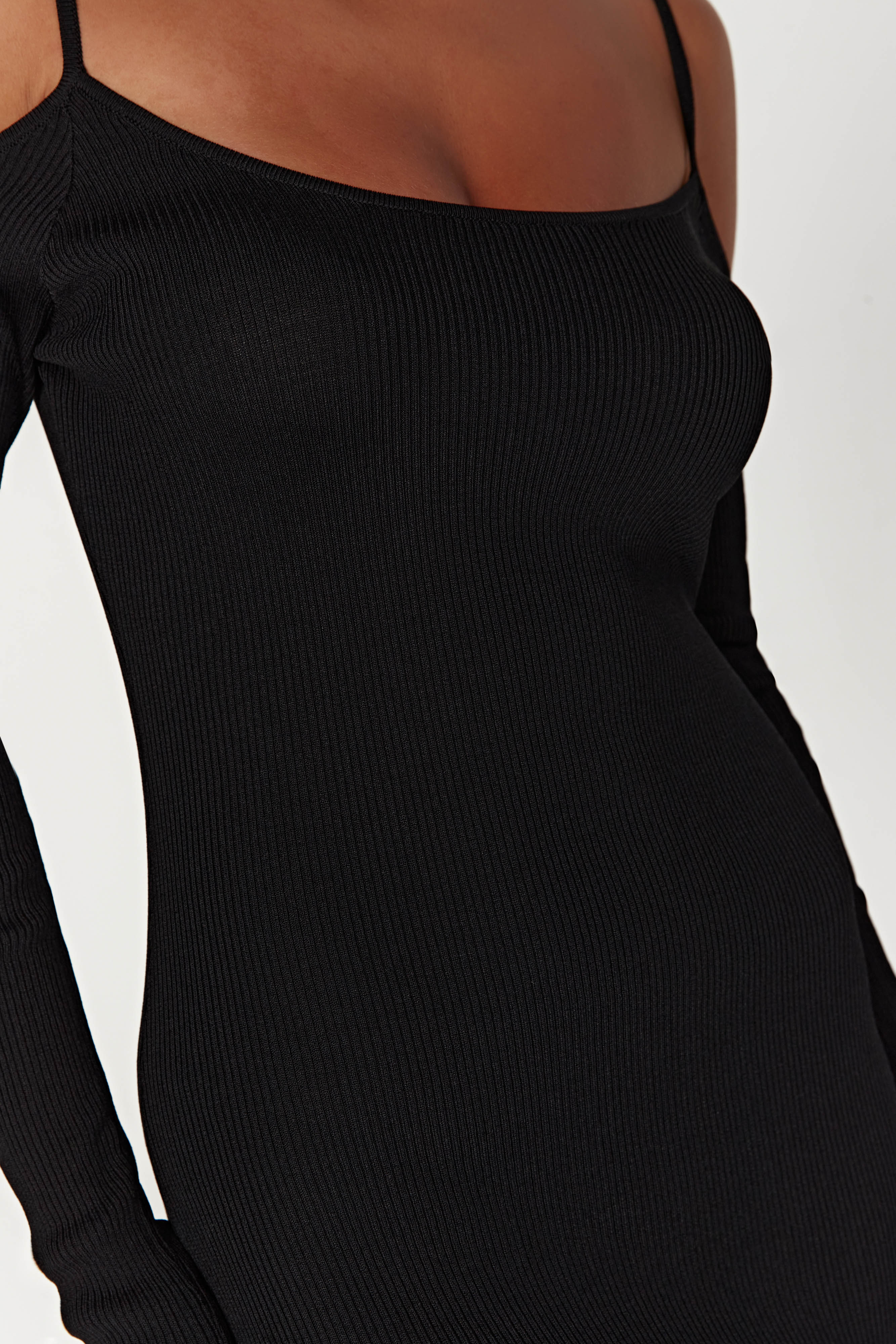 Shea Off Shoulder Knit Midi Dress - Black