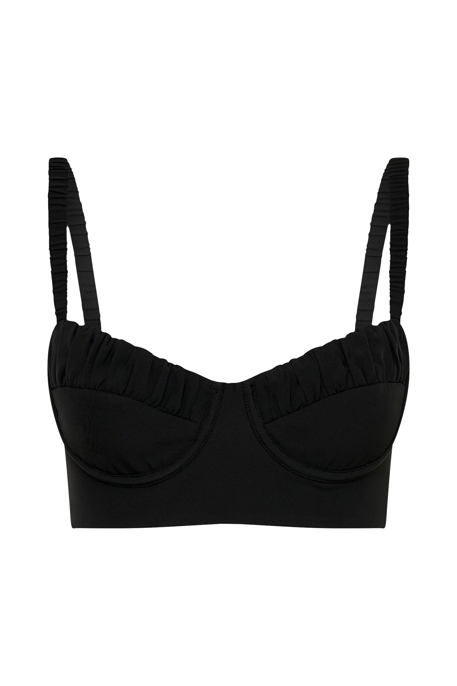 Zaira Cupped Crepe Crop Top - Black