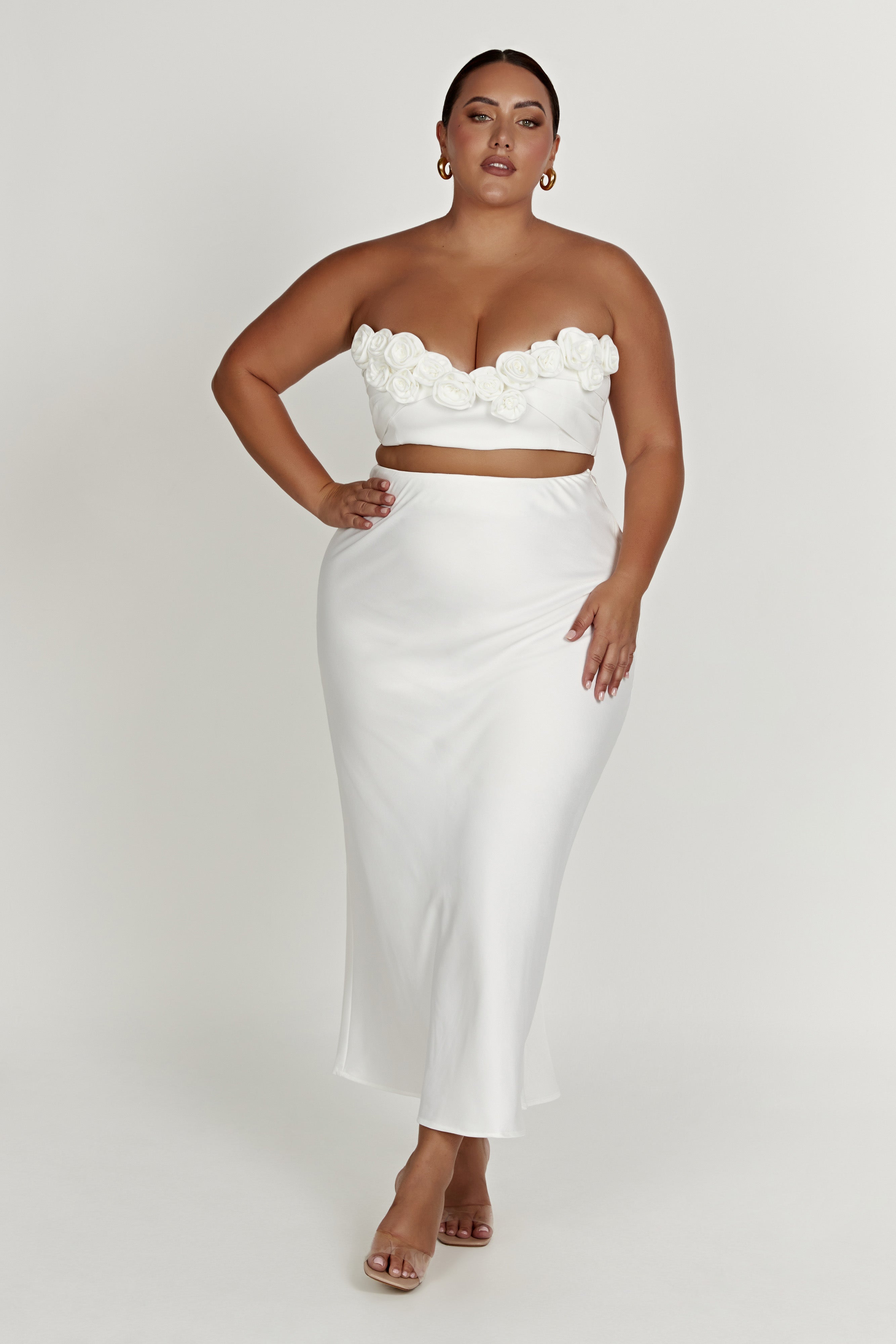 Paloma Rose Crop Top - White