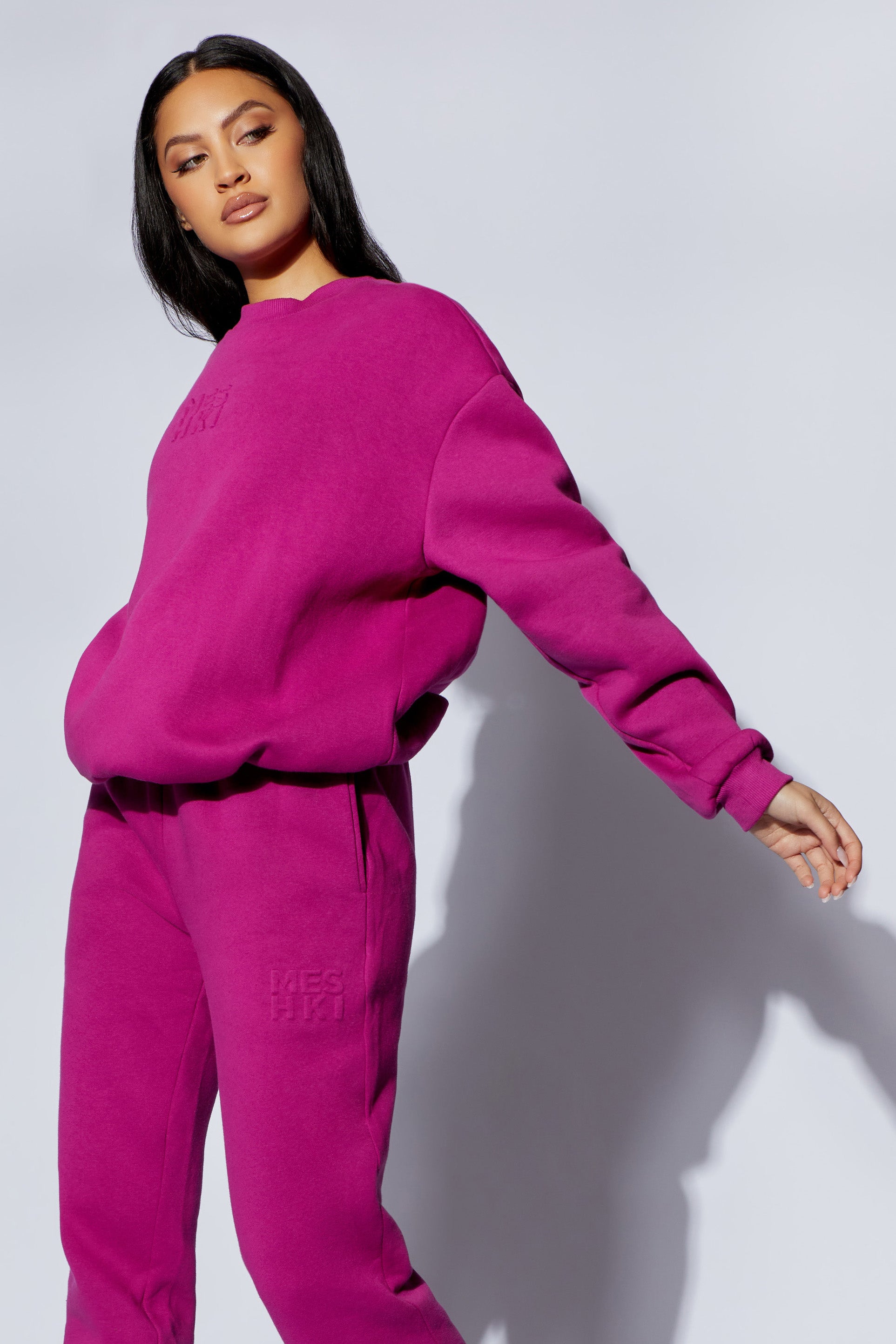 Sutton Embossed Fleeceback Crewneck - Violet