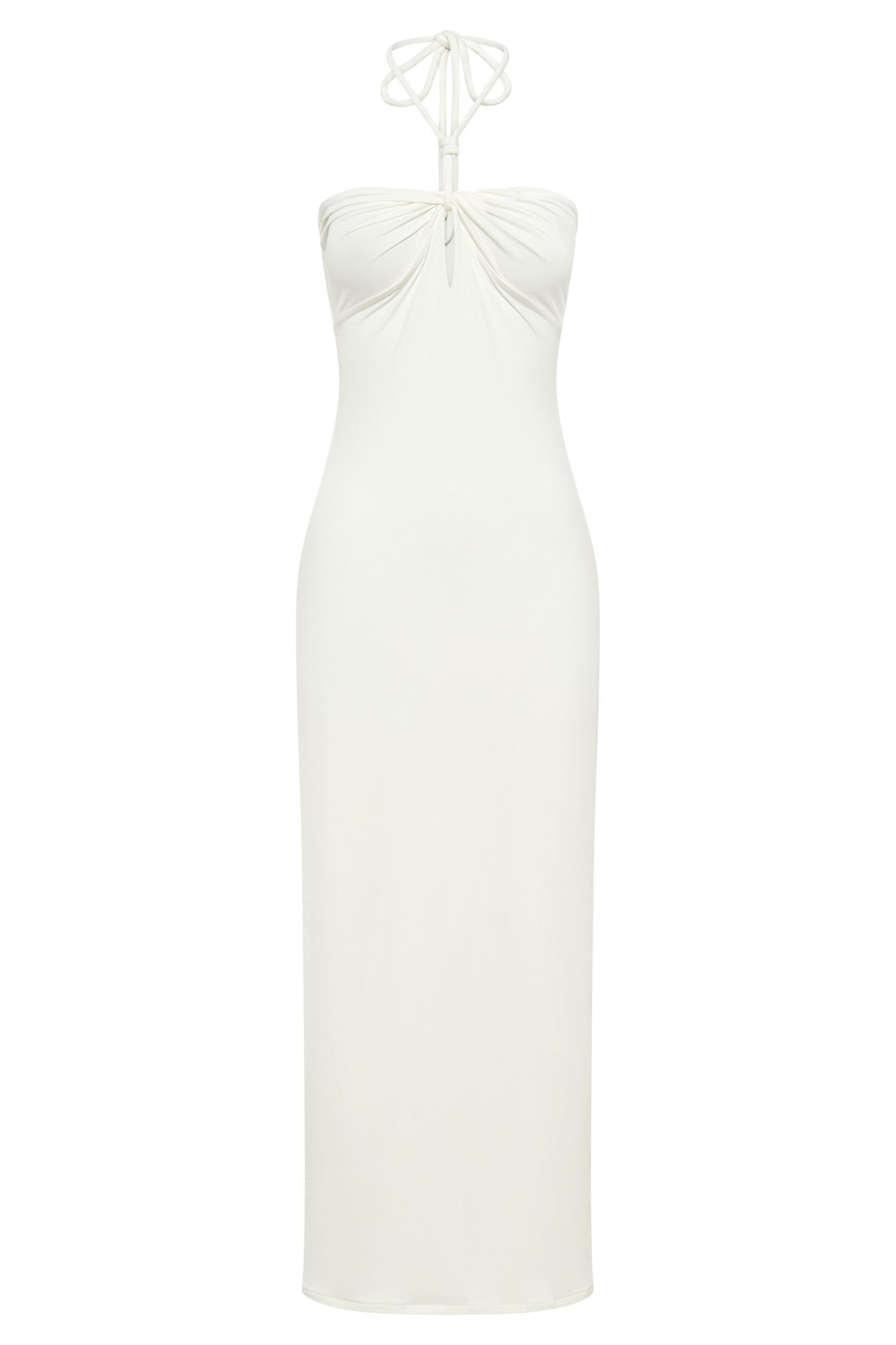 Krissy Midi Twist Halter Jersey Dress - White