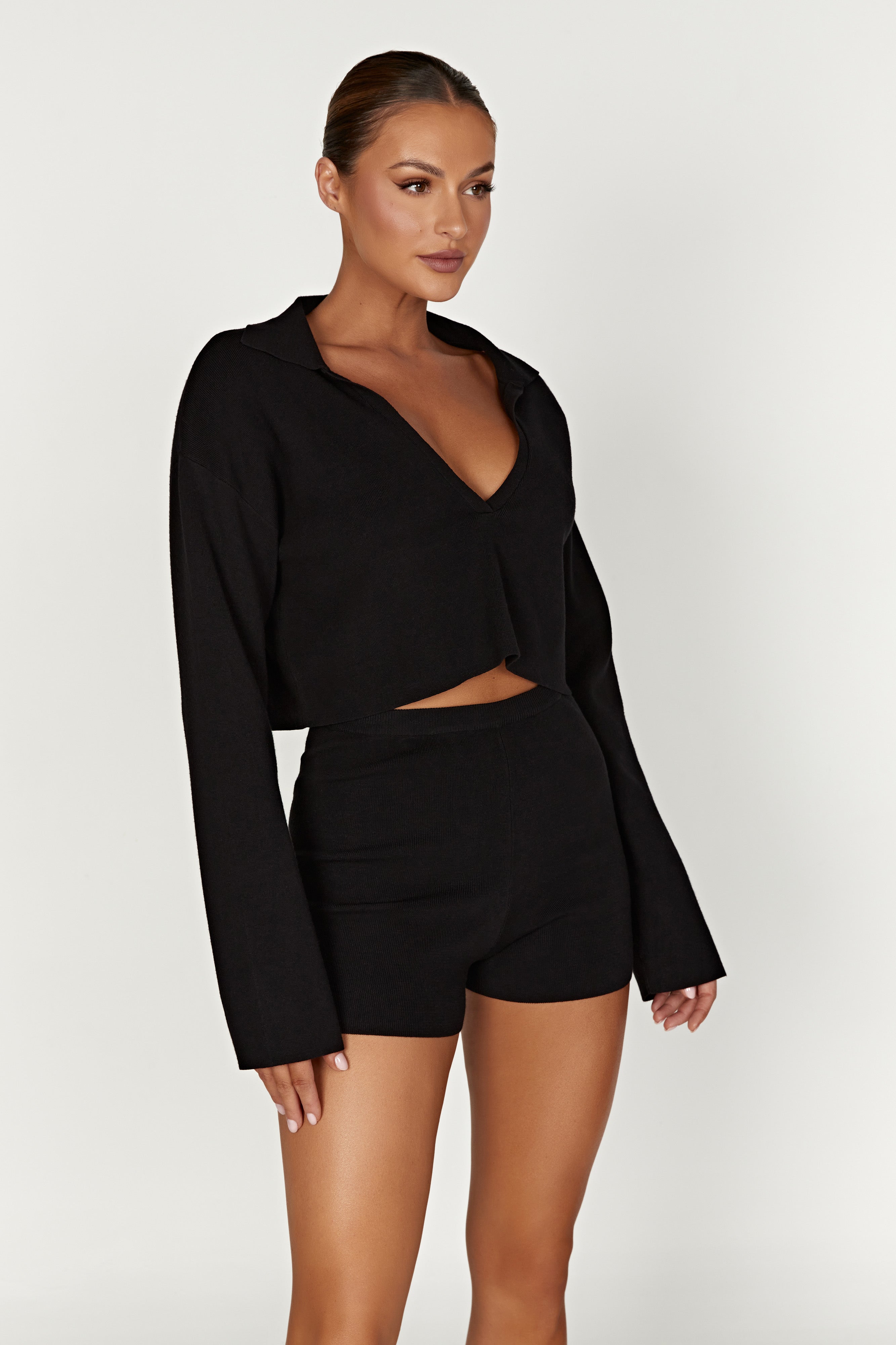 Lennox Collared Knit Jumper - Black