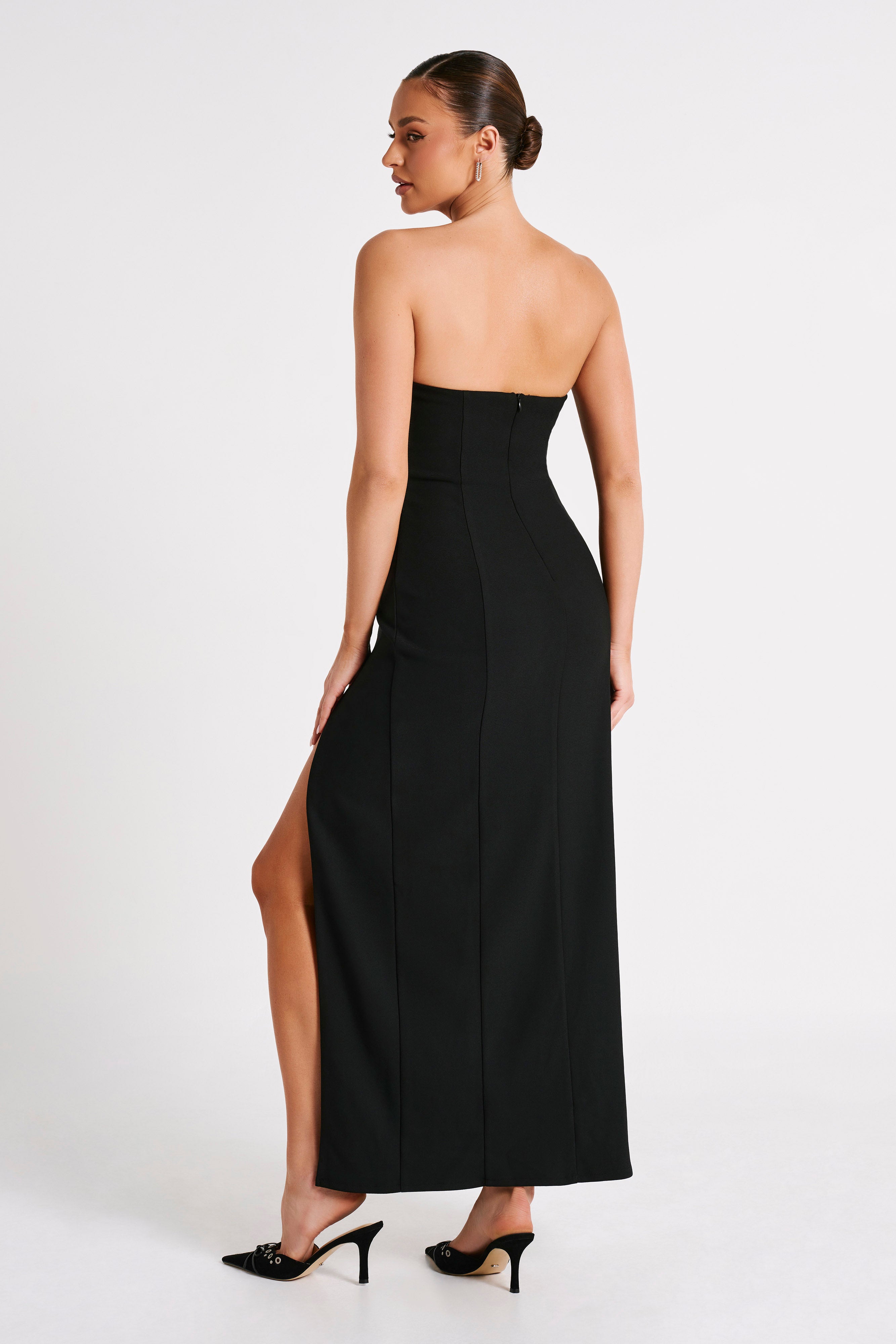 Haven Strapless Rose Maxi Dress - Black