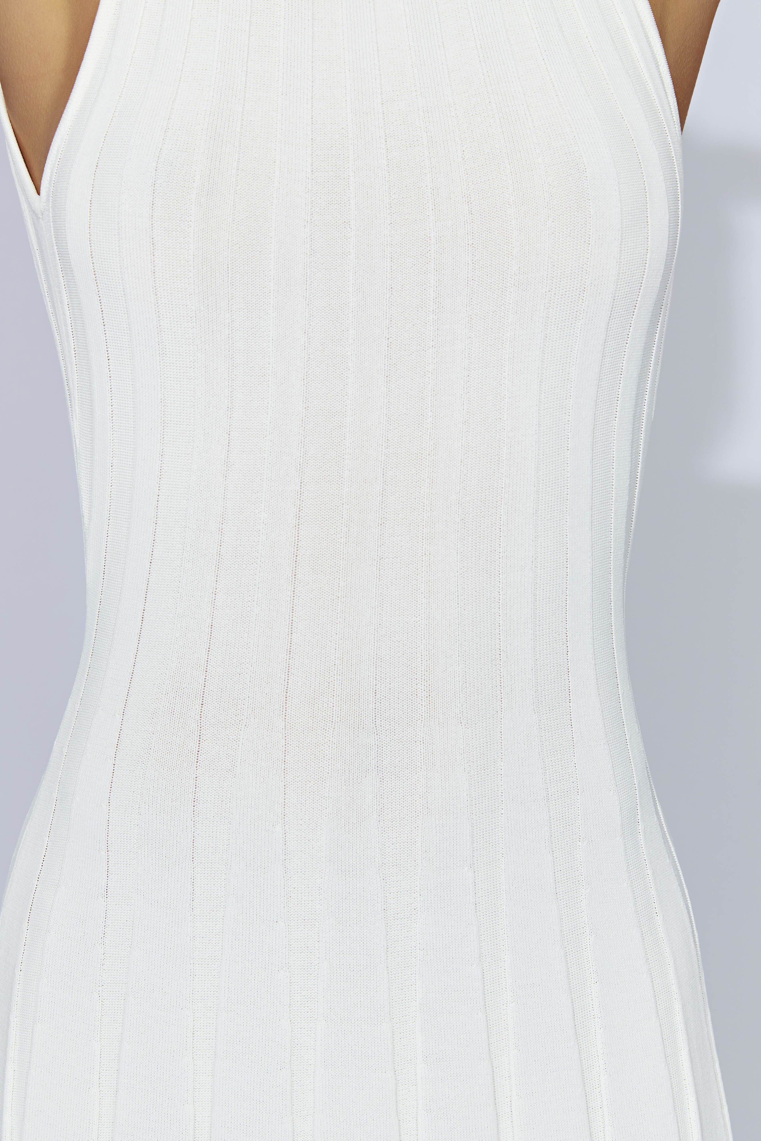 Aspen Back Keyhole Knit Midi Dress - White