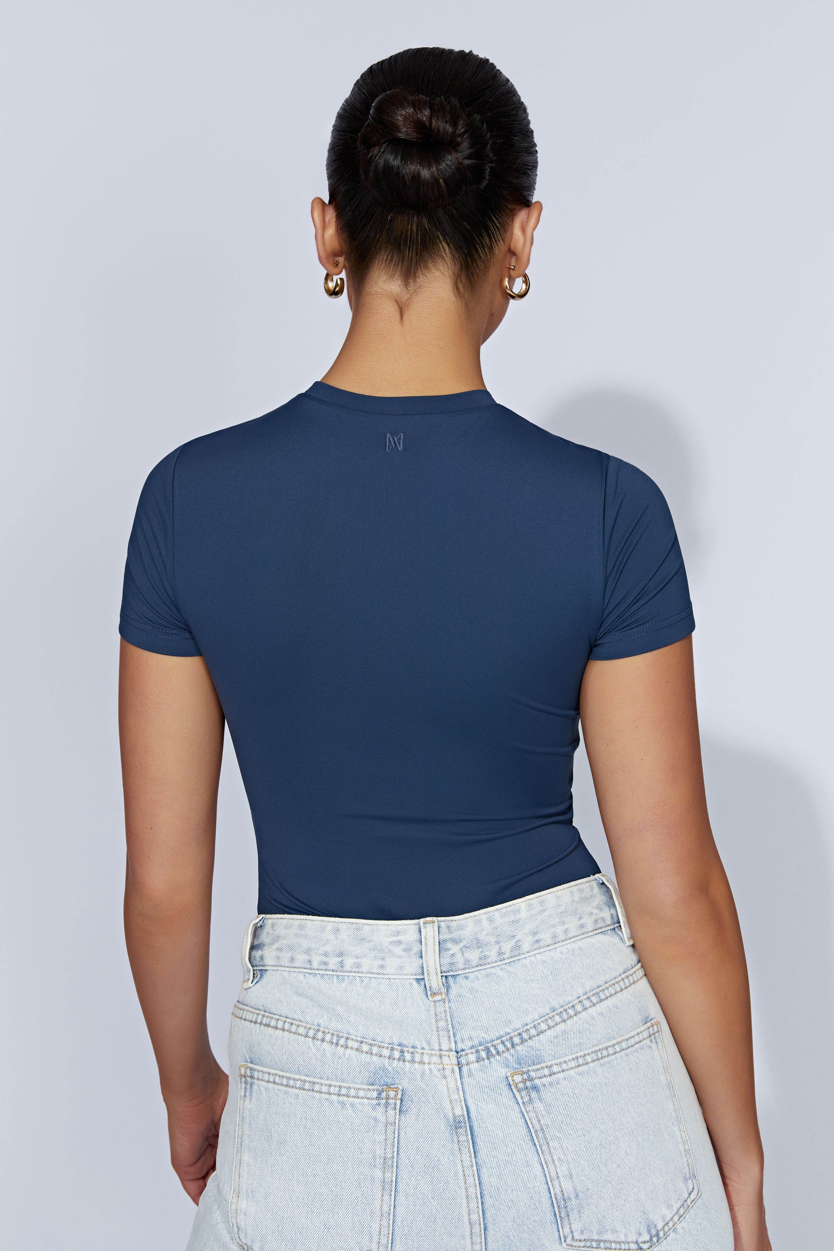 Francesca Crew Neck Short Sleeve Bodysuit - Midnight Navy