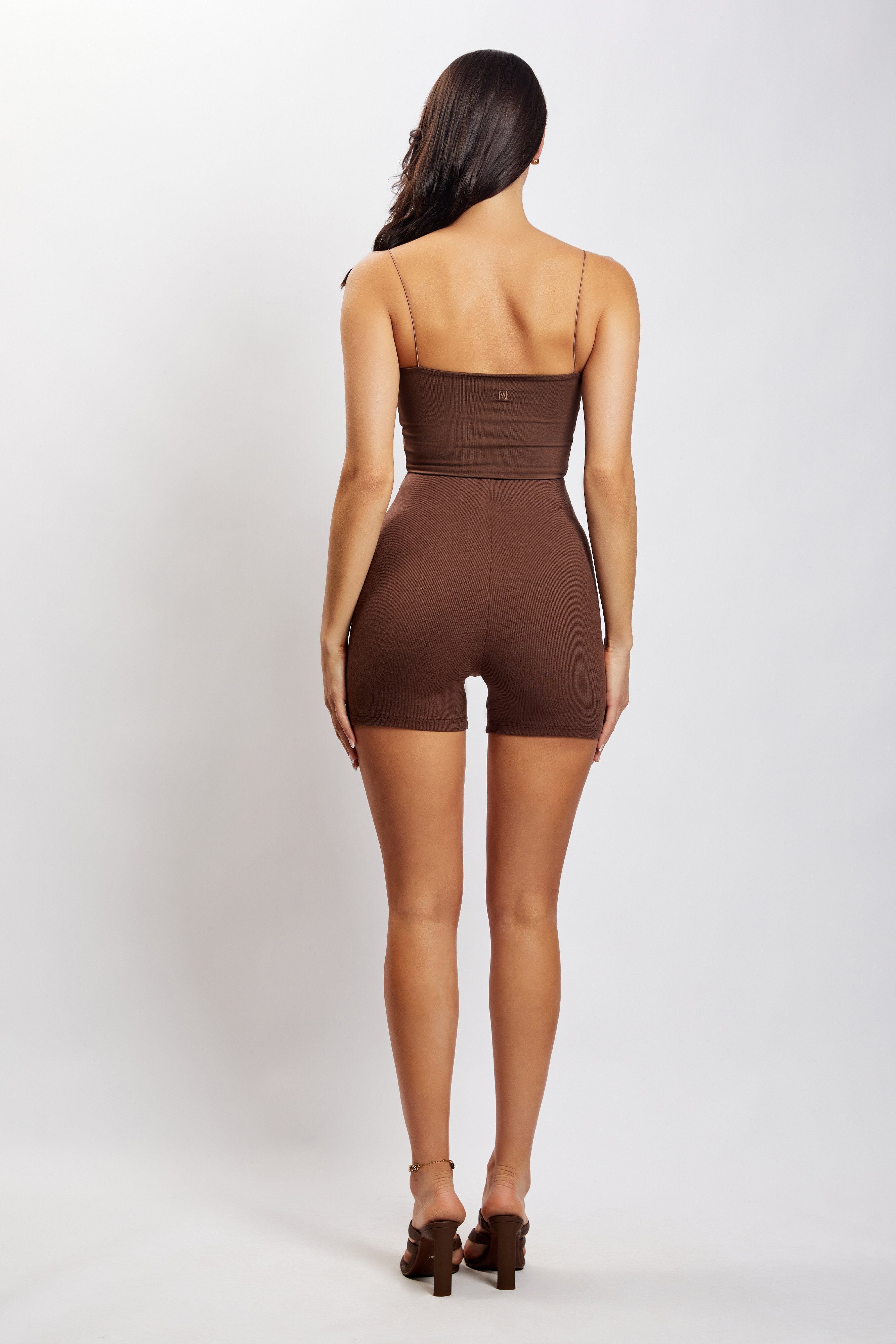 Lisa Ribbed Booty Short - Chocolate
