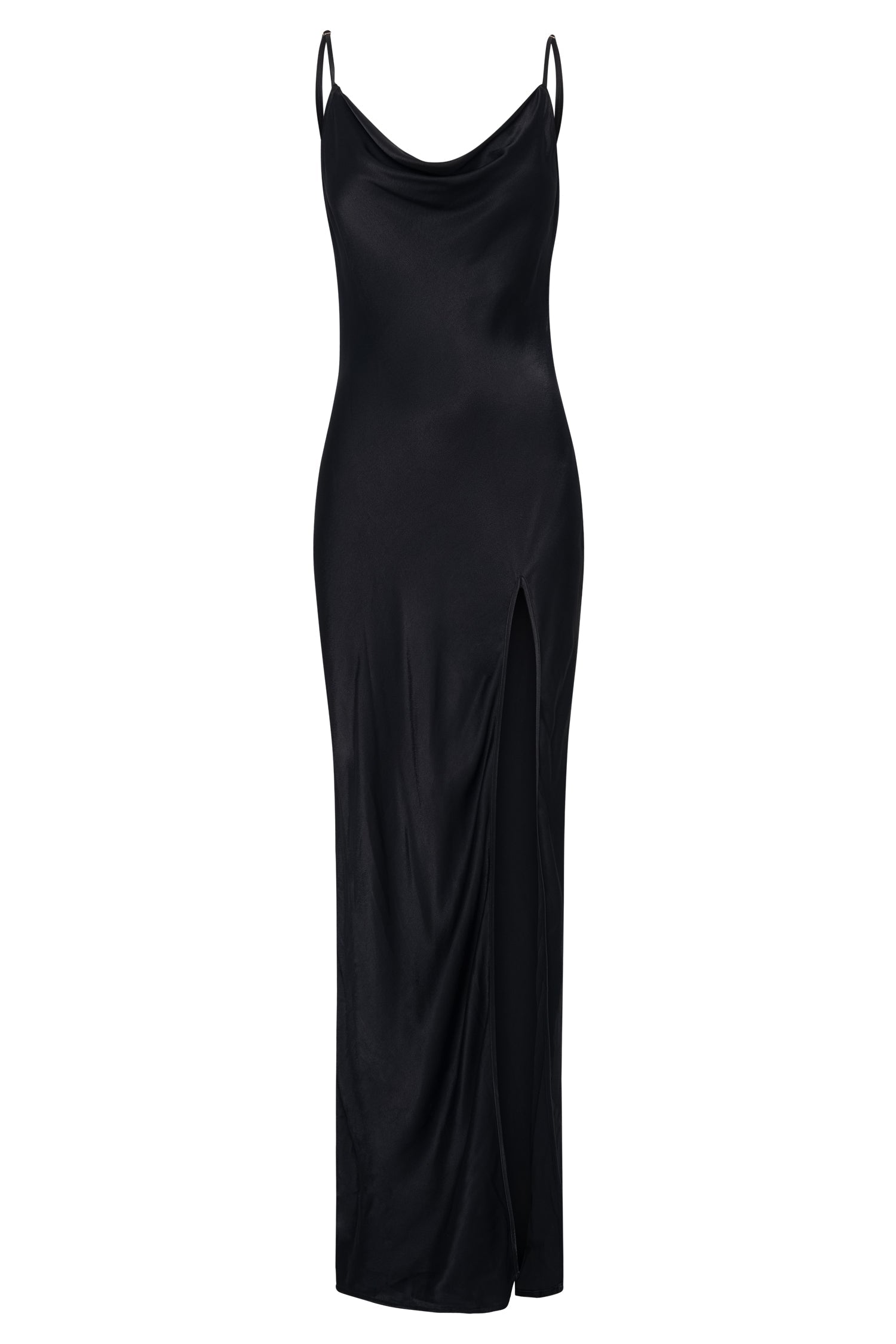Jade Cowl Neck Backless Maxi Dress - Black