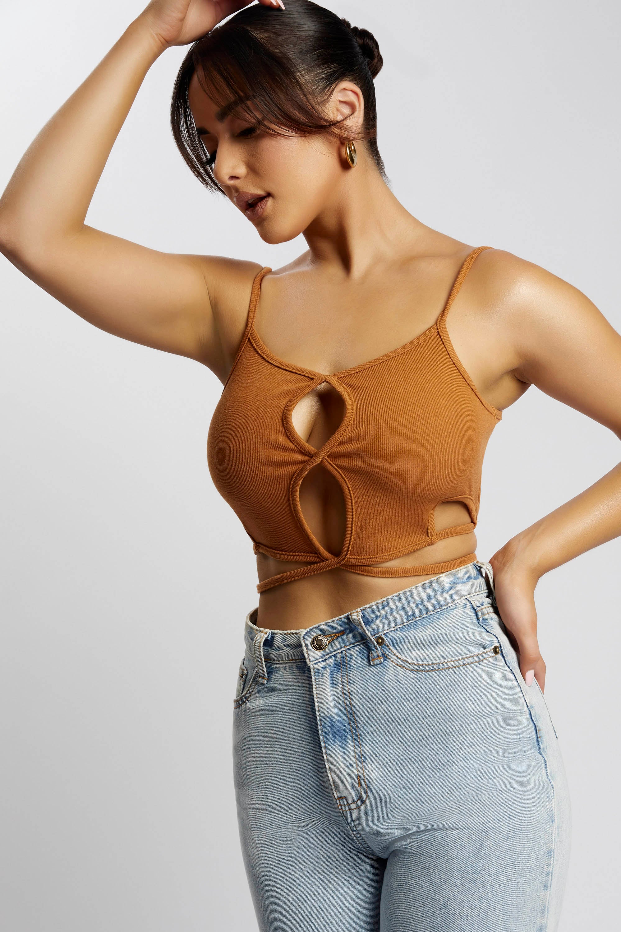 Ayesha Cut Out Singlet - Biscuit