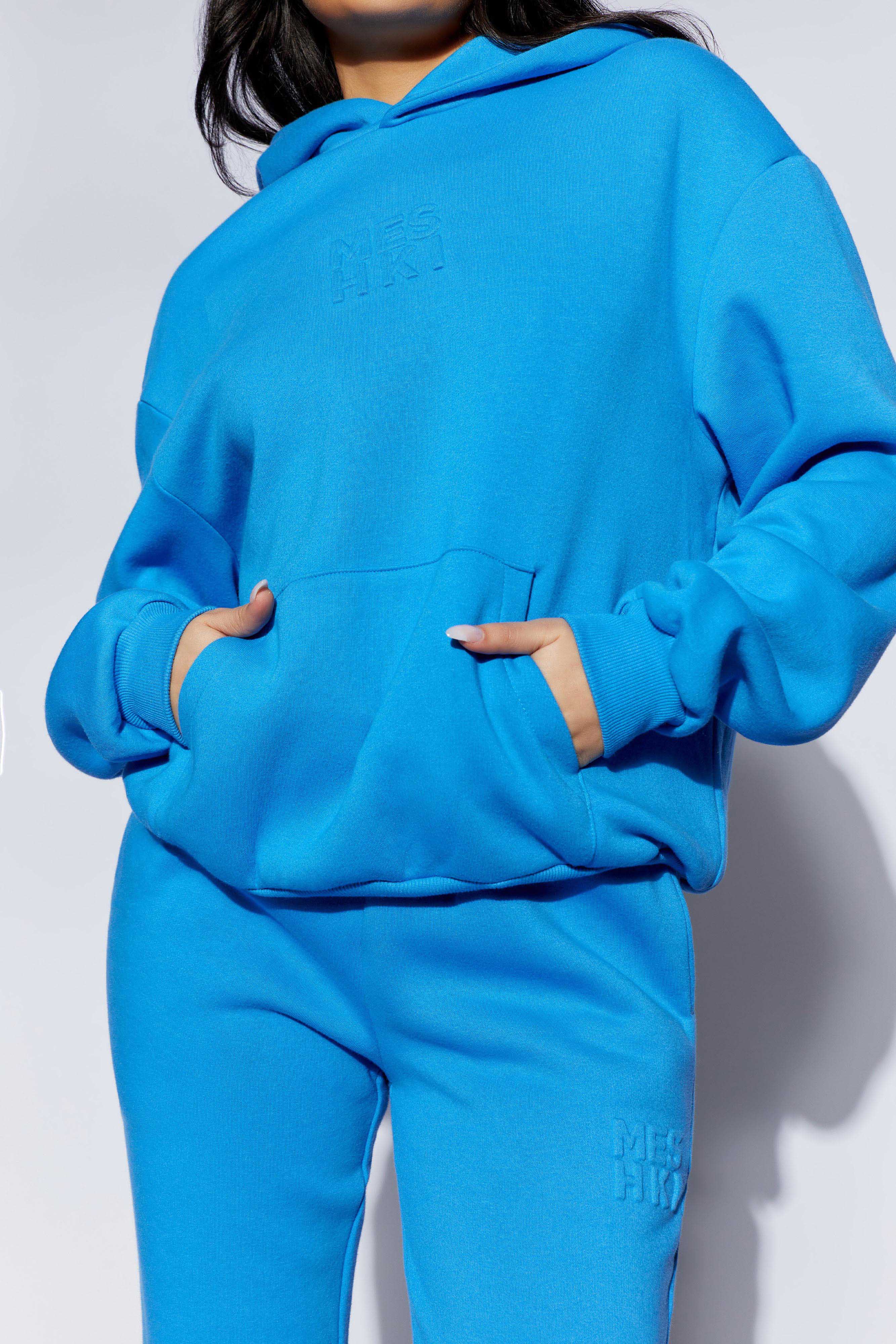 Arden Embossed Fleeceback Hoodie - Blue