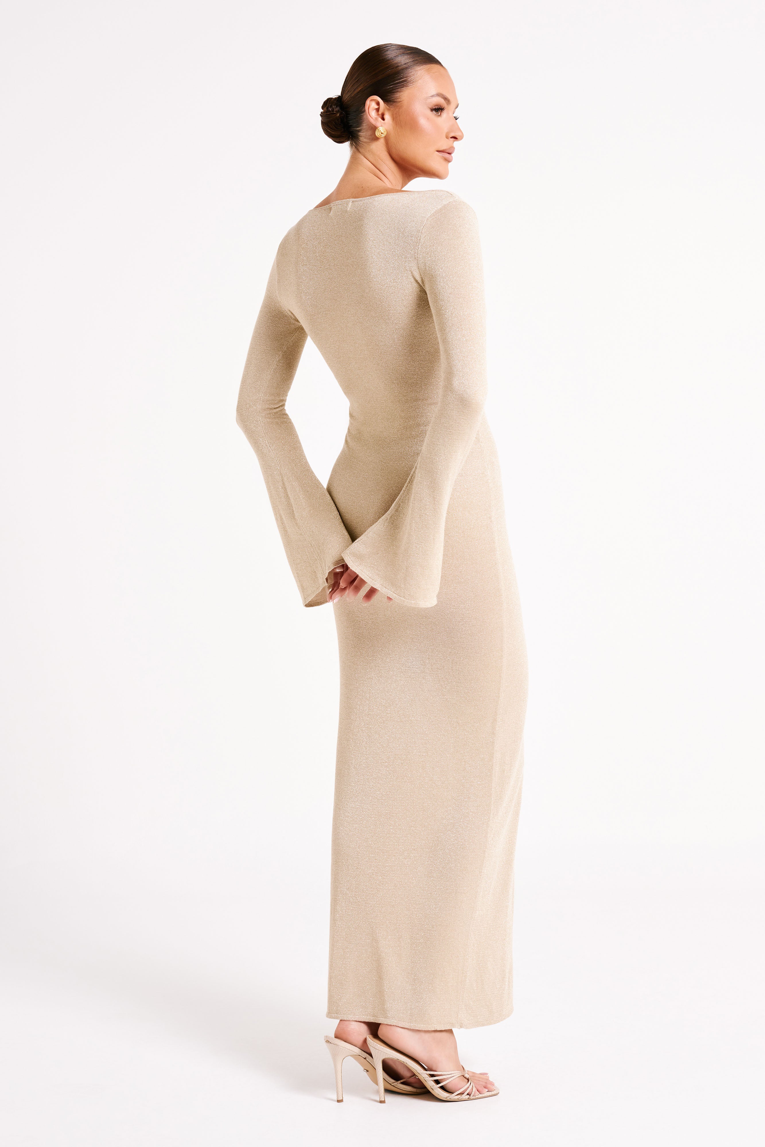 Kamila Long Sleeve Midi Dress - Gold