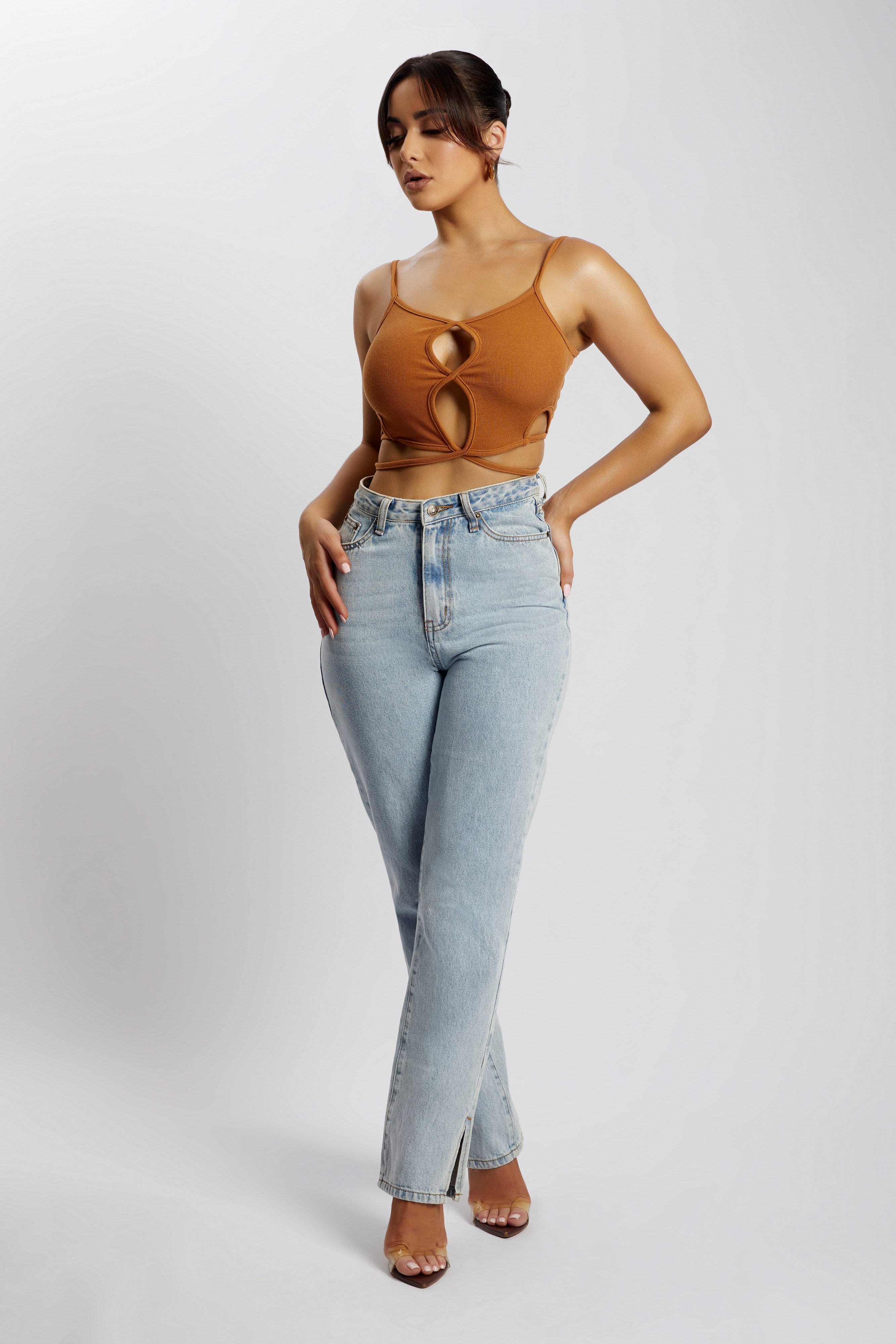 Ayesha Cut Out Singlet - Biscuit