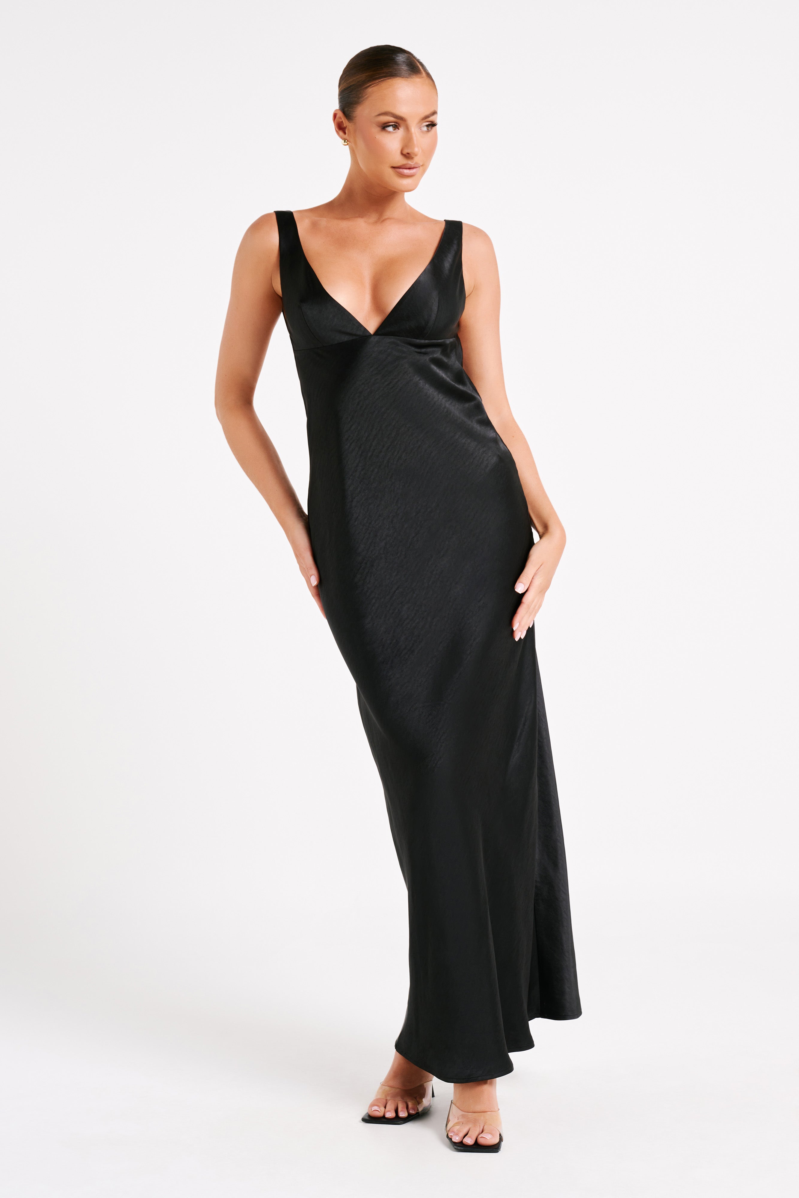 Indy Open Back Maxi Dress - Black