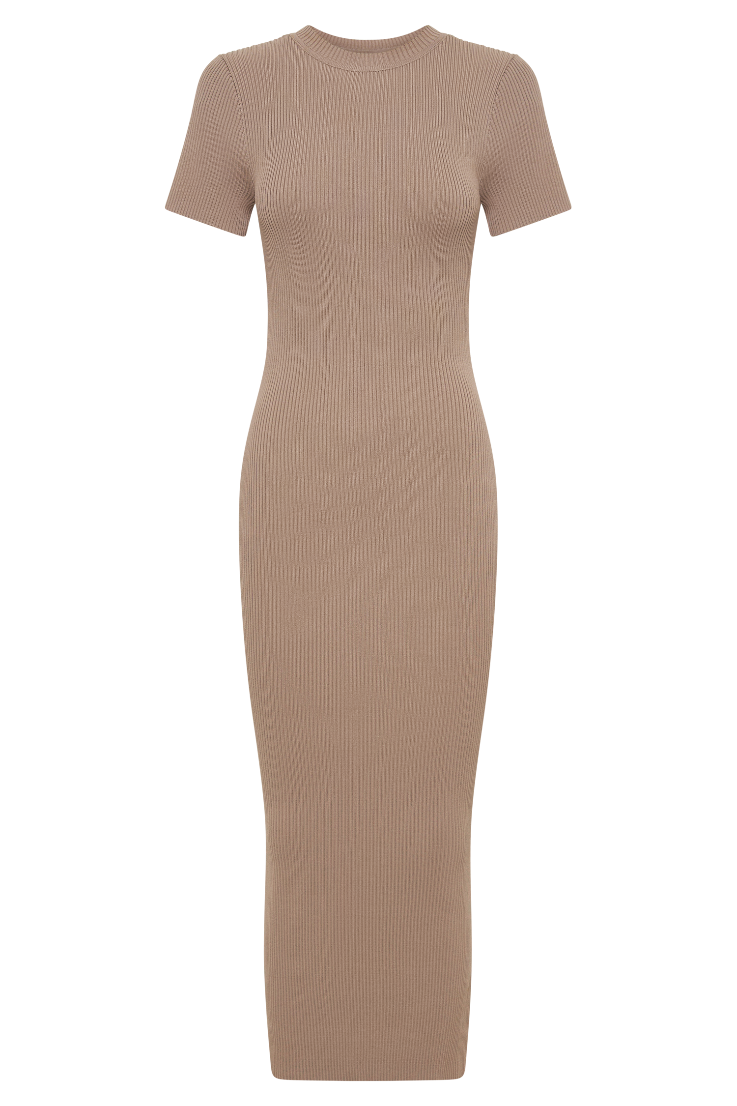 Sonia Short Sleeve Knit Midi Dress - Taupe