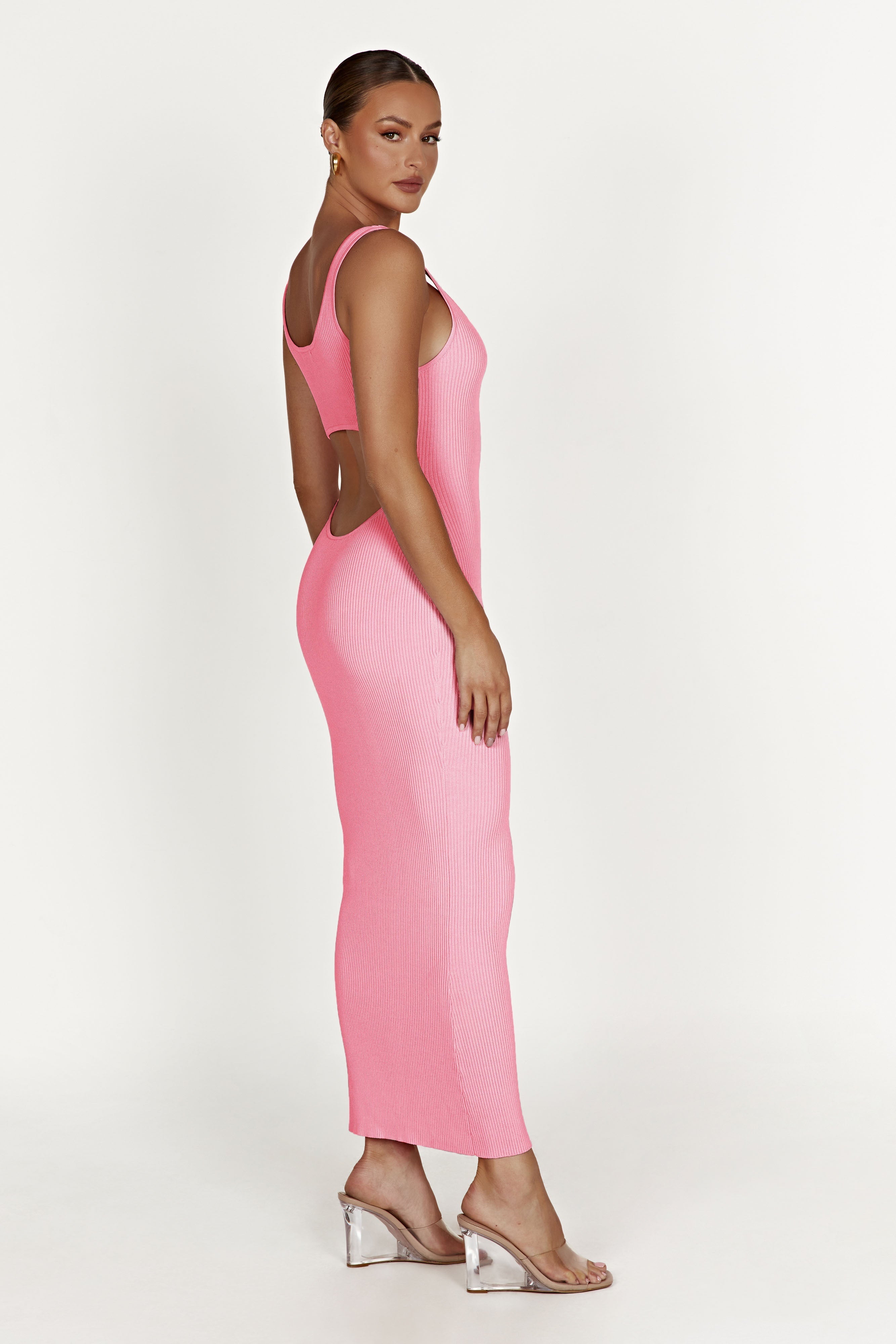 Hadley Backless Knit Maxi Dress - Candy Pink