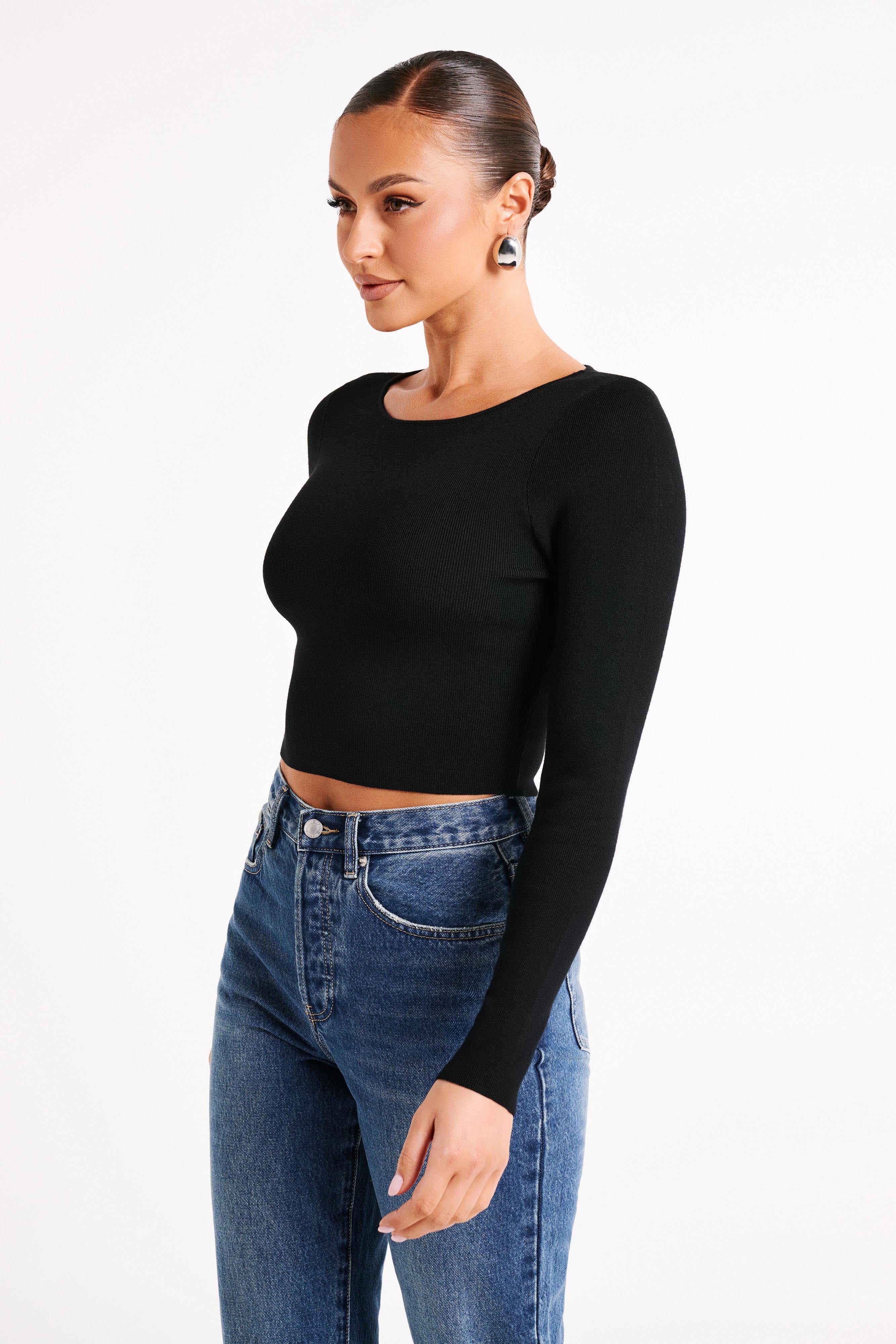 Haisley Long Sleeve Knit Top - Black