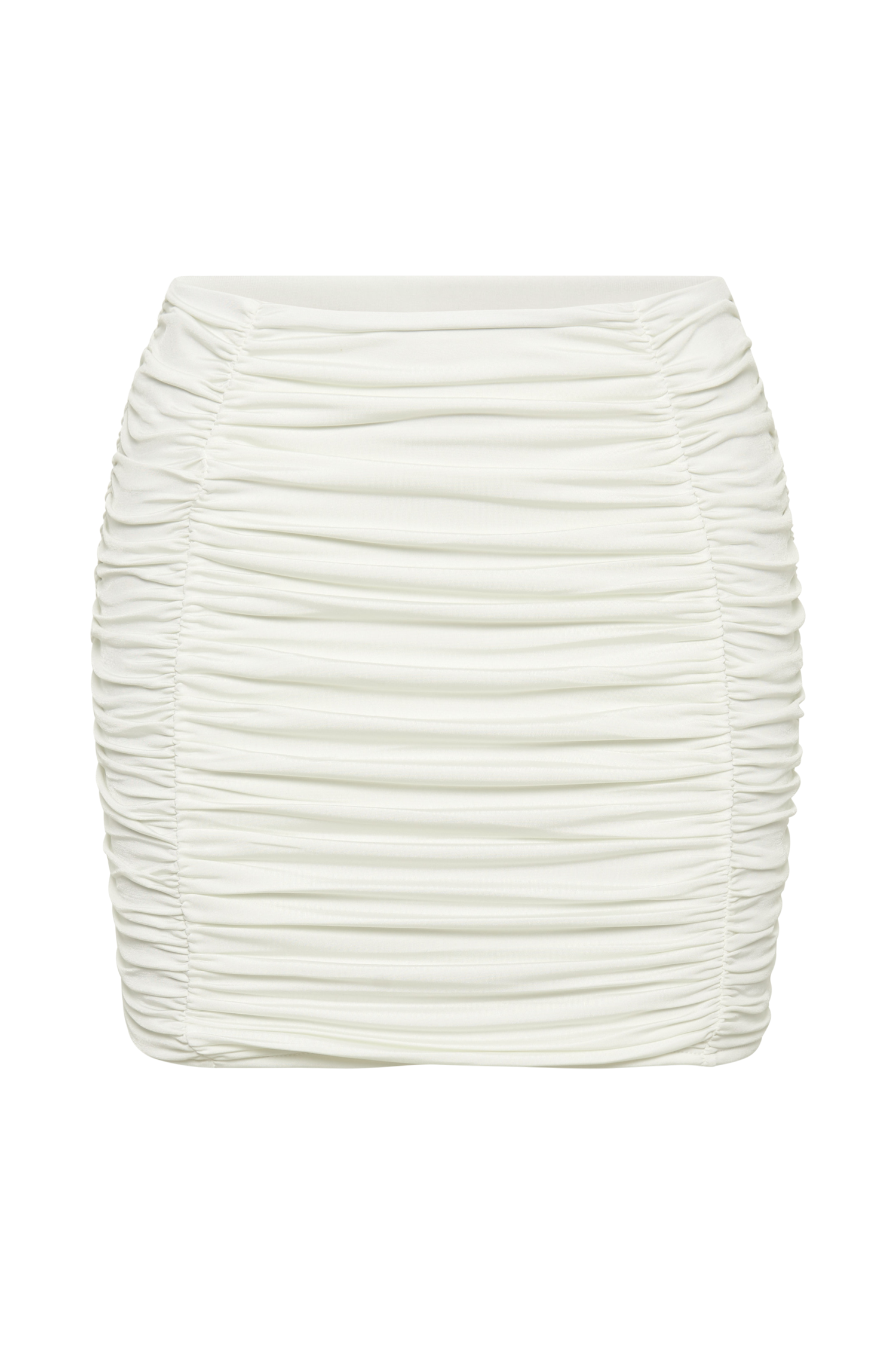 Lillian Jersey Gathered Mini Skirt - White