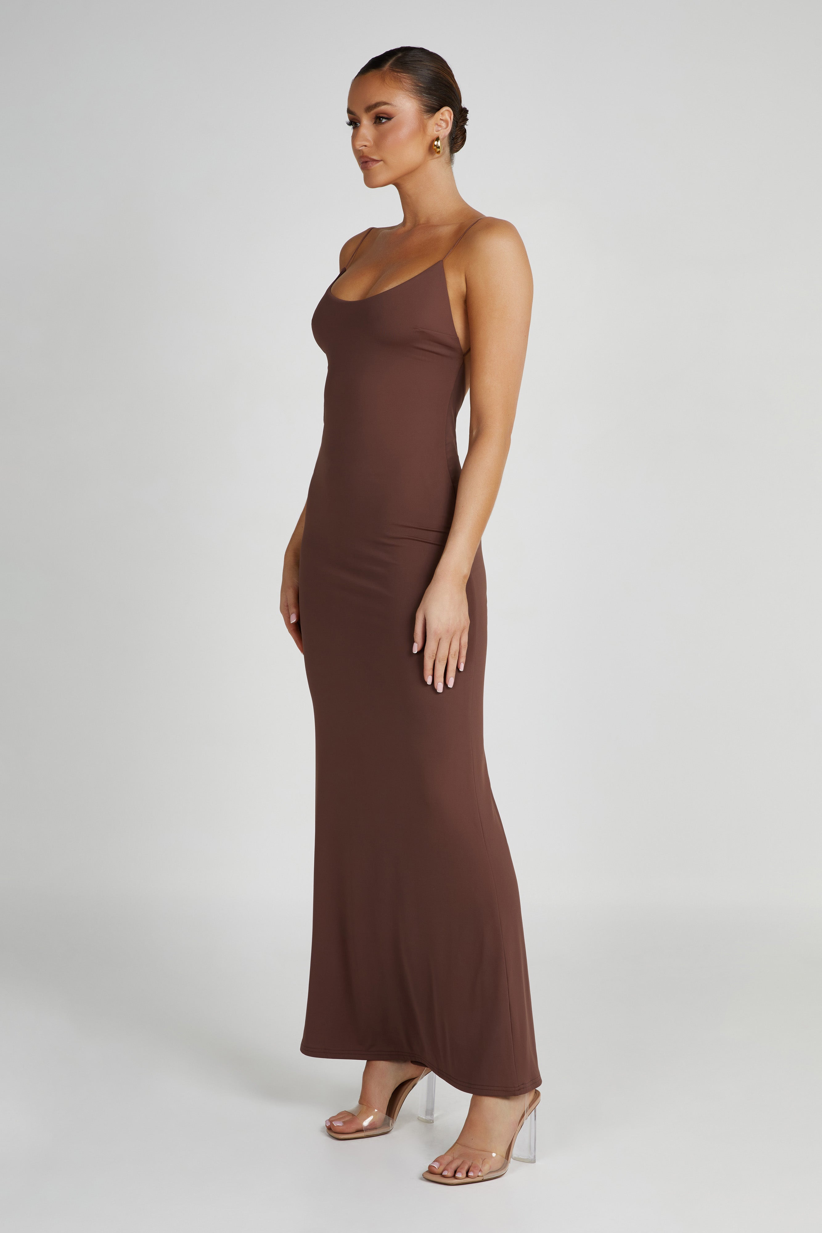 Nikkita Recycled Nylon Strappy Maxi Dress - Mocha