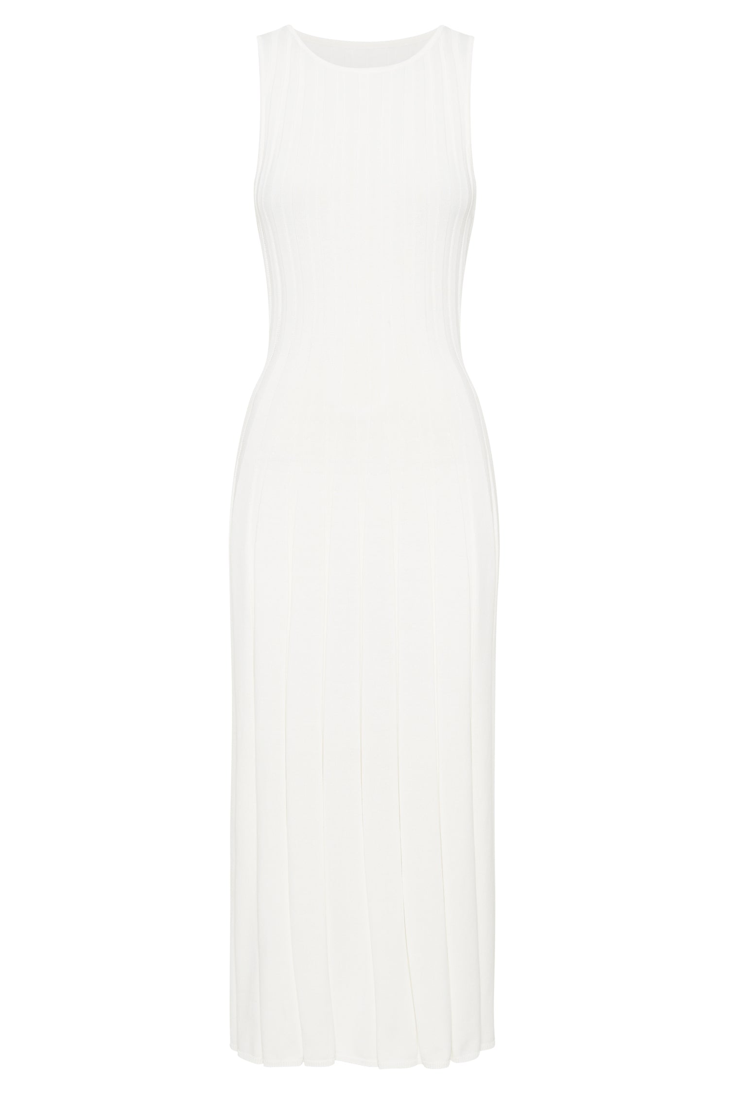 Aspen Back Keyhole Knit Midi Dress - White