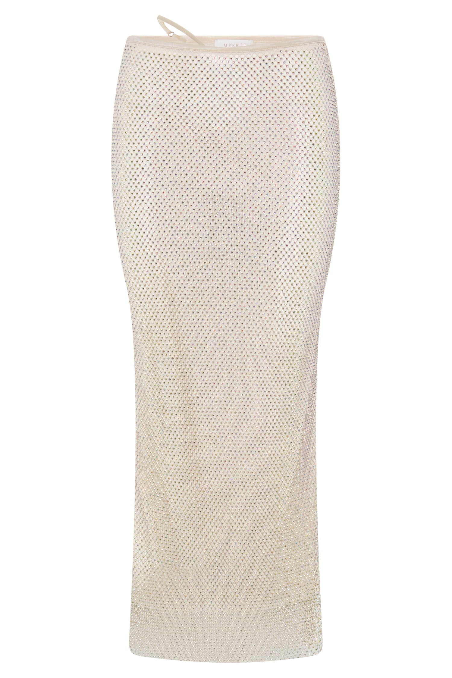 Rayne Mesh Diamante Midi Skirt - Cream
