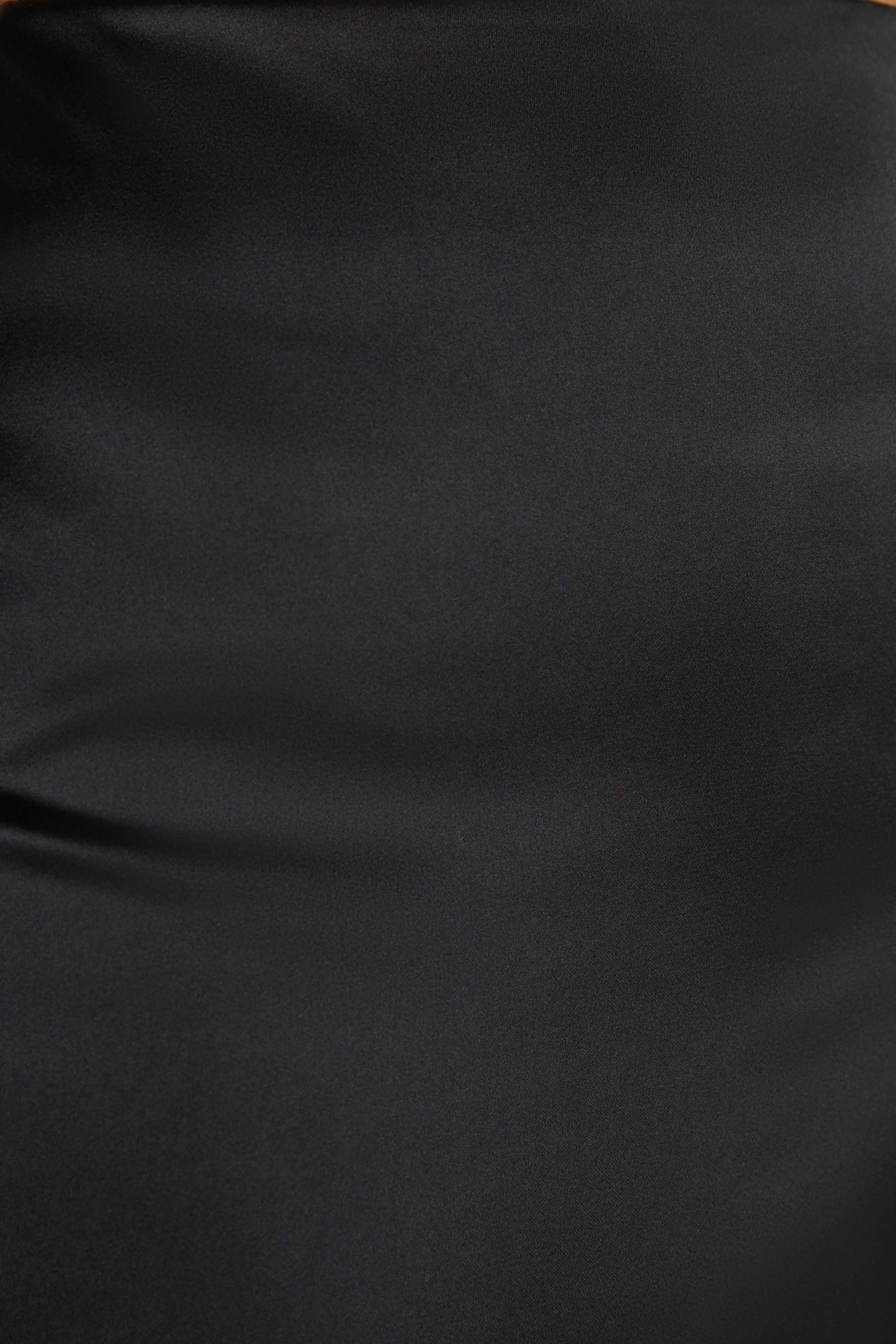 Mia Satin Lace Midi Skirt - Black