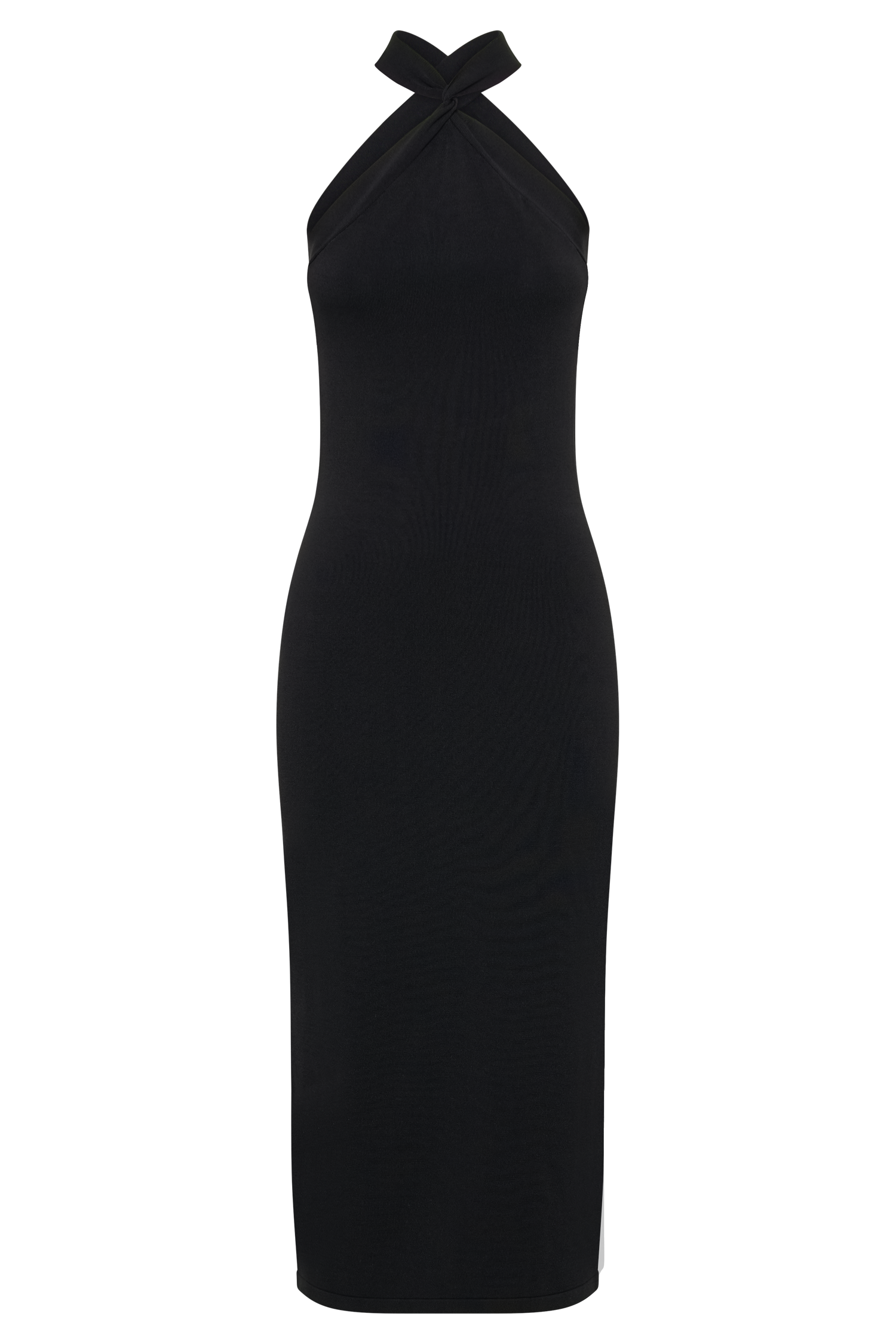 Sarai Halter Neck Knit Midi Dress - Black