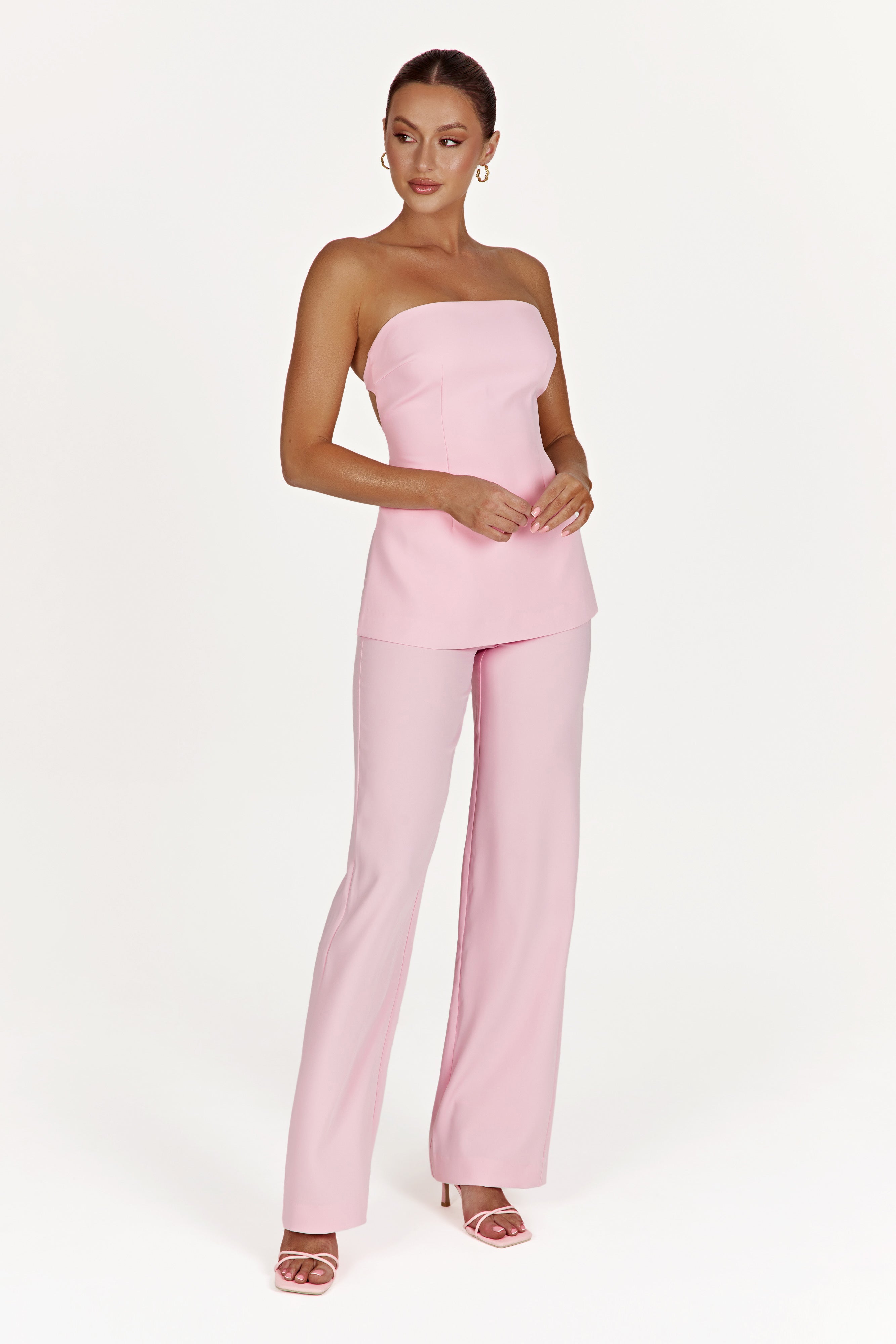 Astrid Strapless Back Tie Top - Blush Pink