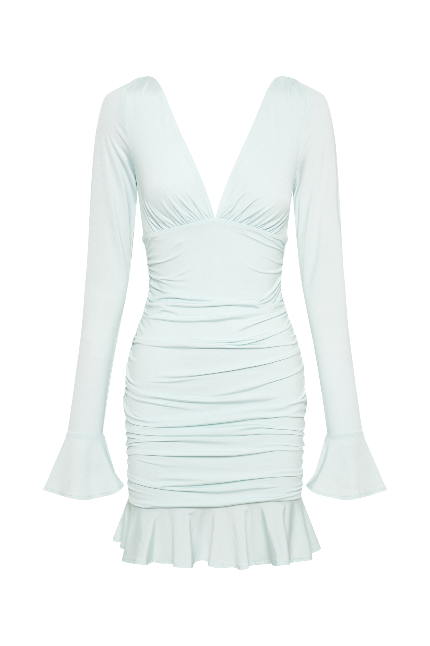 Leanne Jersey Gathered Mini Dress - Arctic Blue