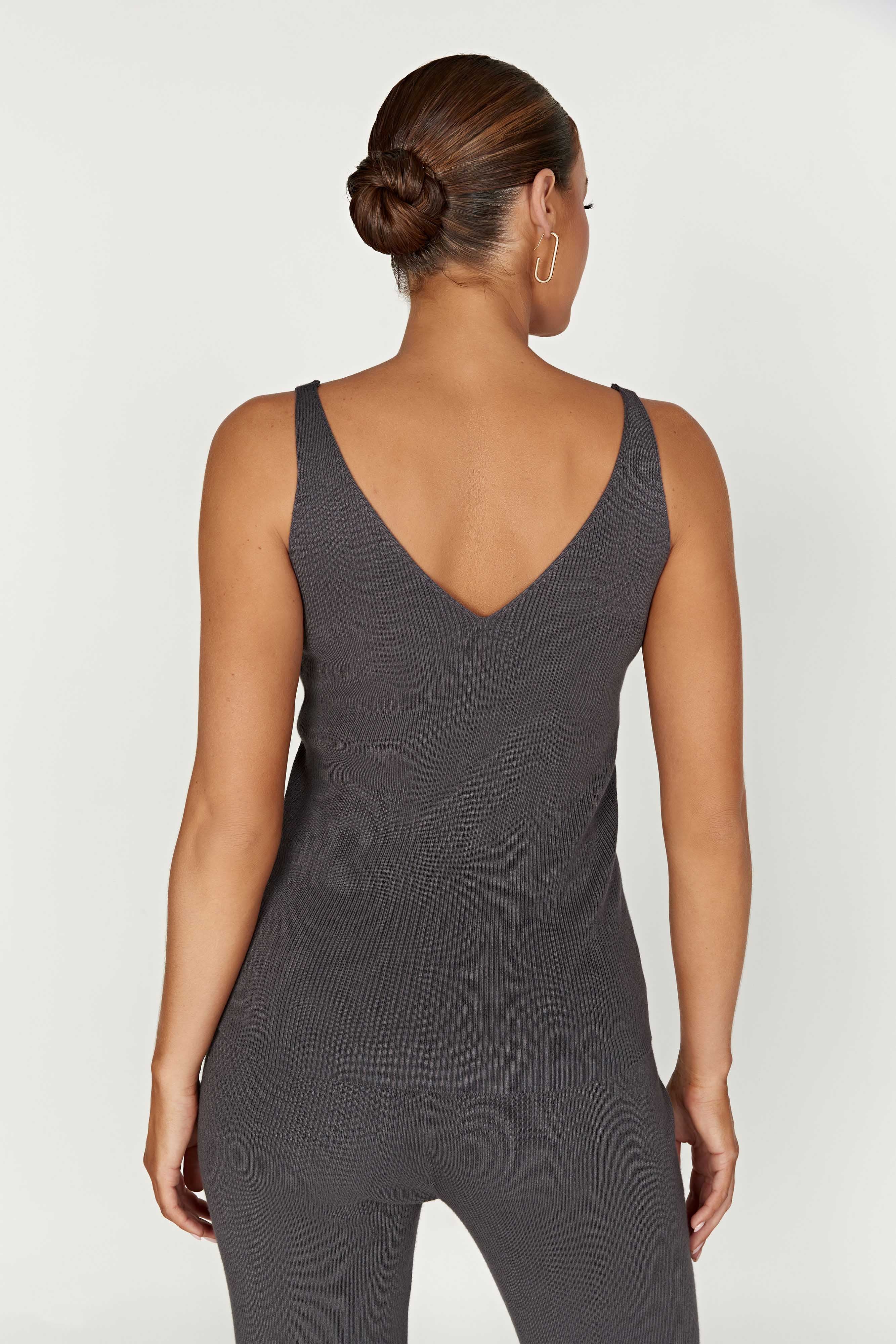 Alicia Sleeveless Knit Top - Charcoal