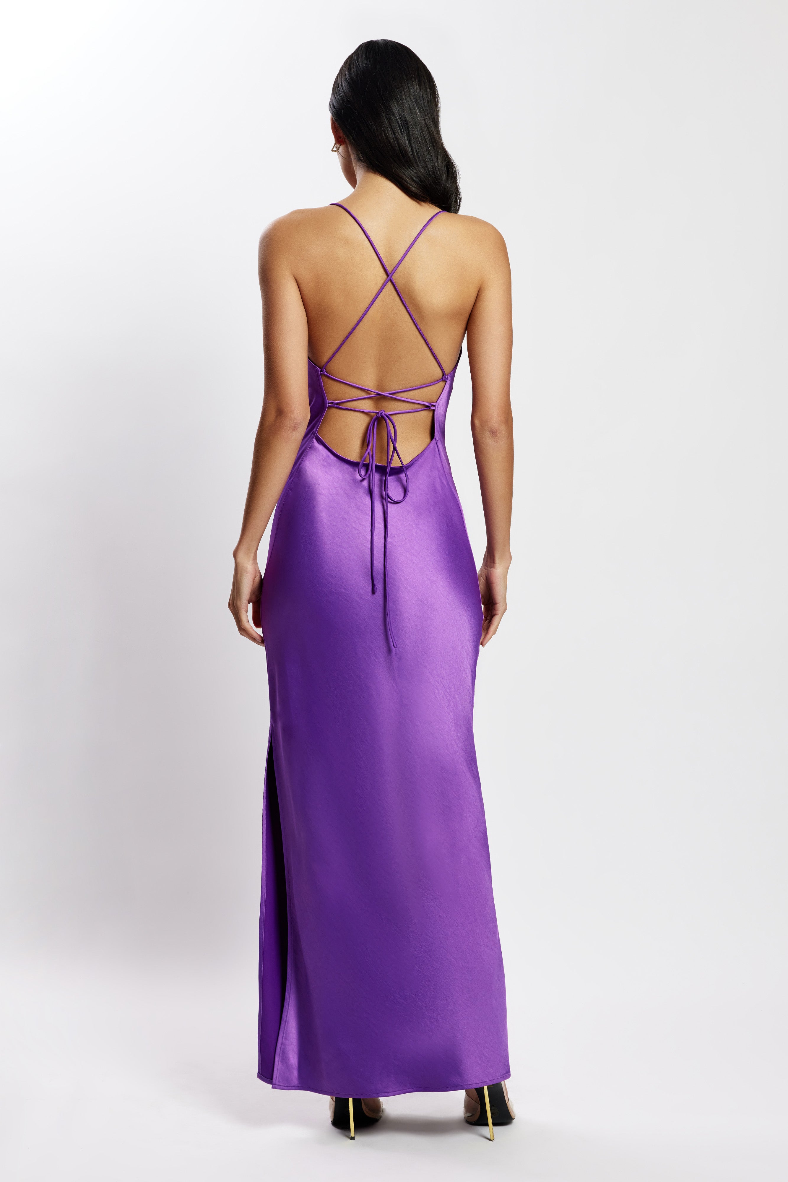 Sydney Straight Neck Slip Maxi Dress - Purple