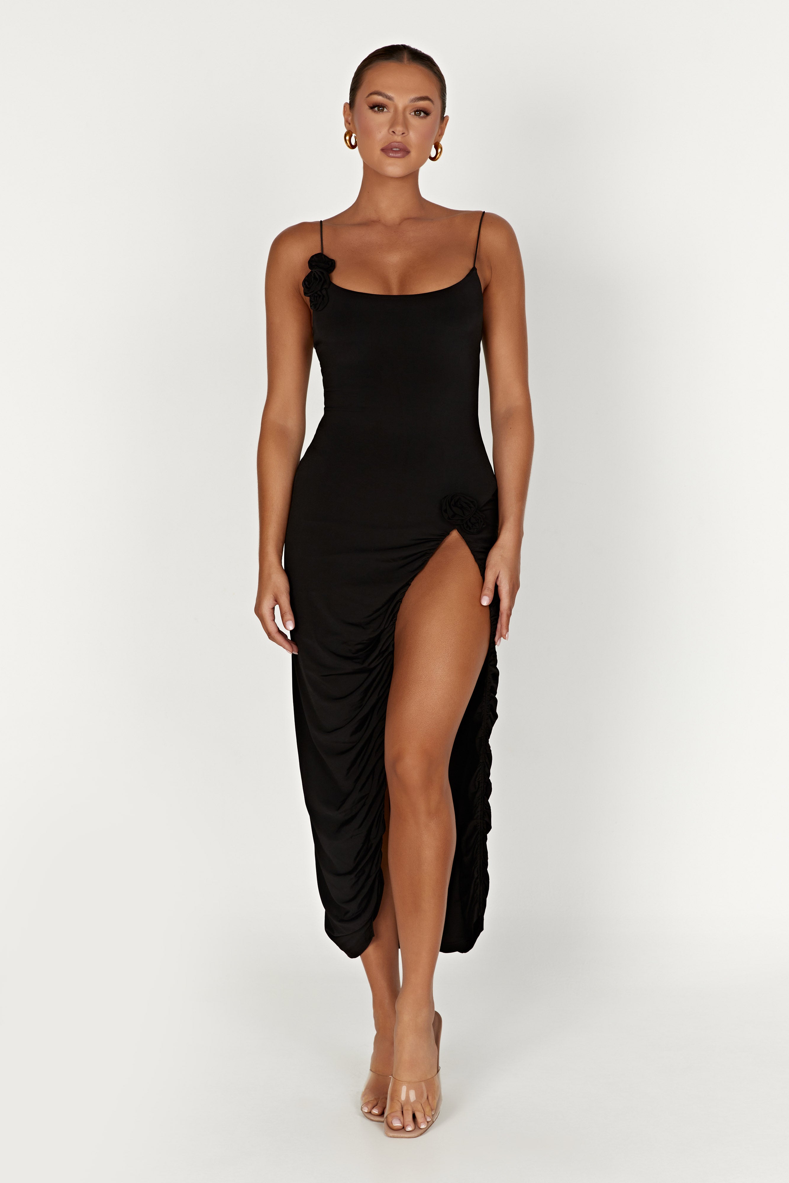 Nevaeh Rose Midi Dress - Black