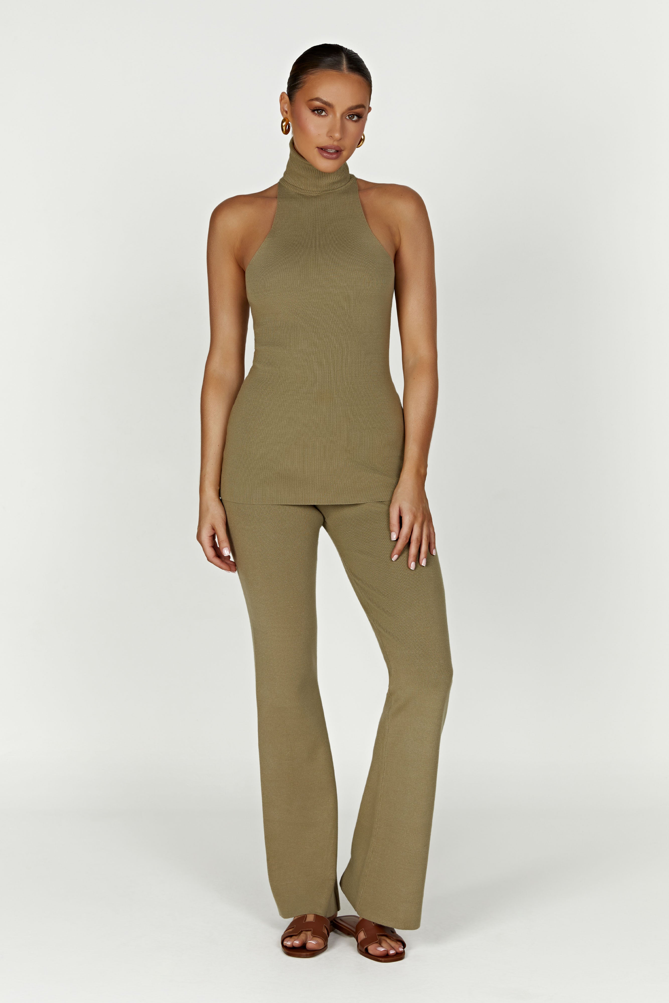 Kelsea Sleeveless Turtleneck Top - Olive