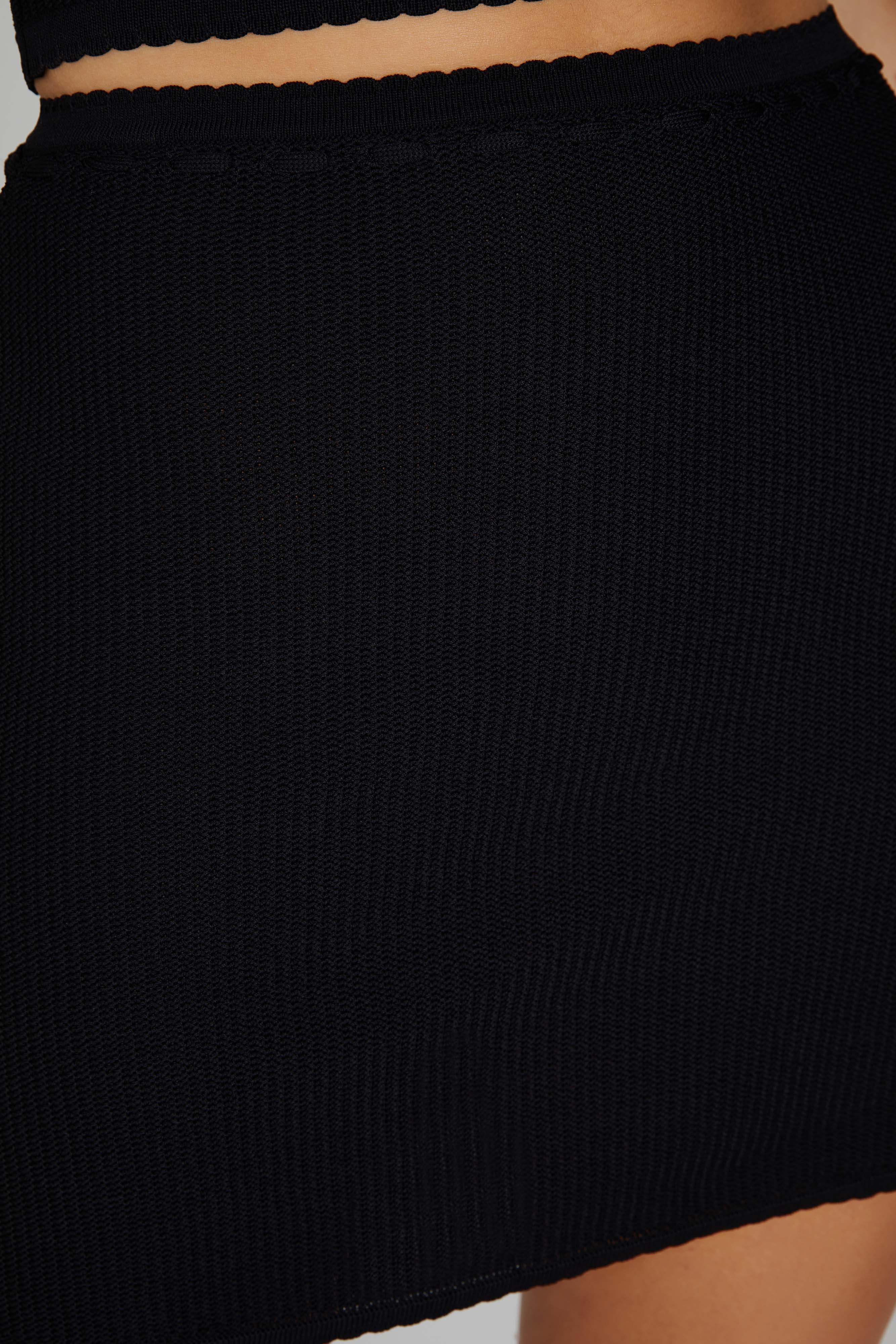 Kyra Waffle Mini Skirt - Black