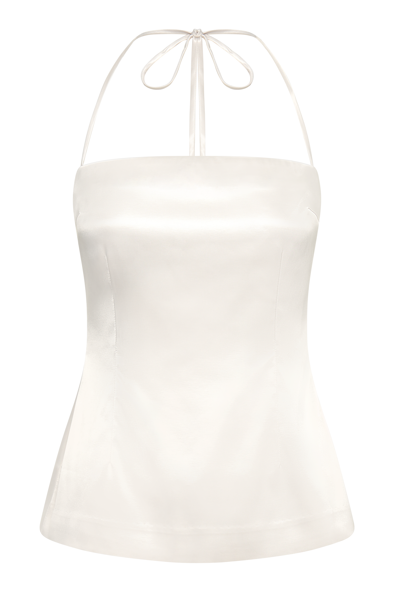 Noemi Longline Satin Halter Neck Top - Ivory